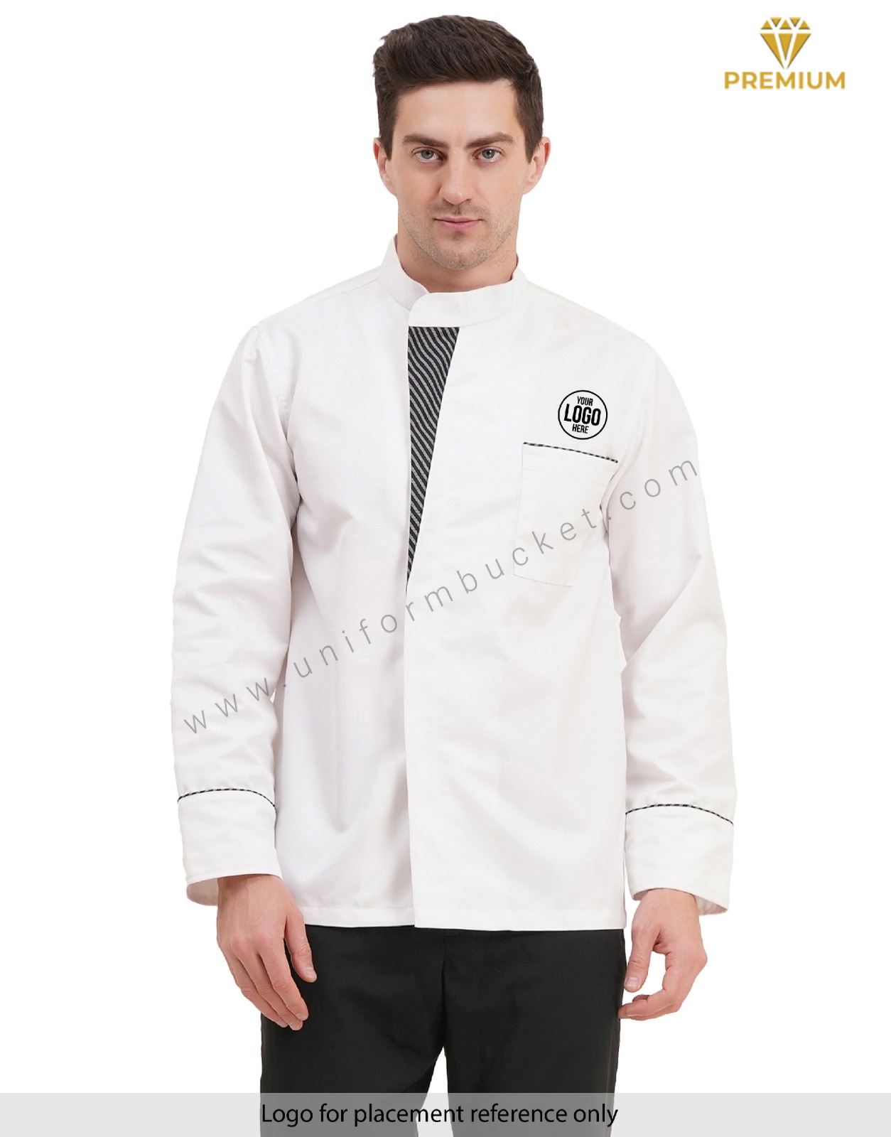 MALE WHITE CHEF COAT WITH ZEBRA PATTERN  PATCH thumbnail 6