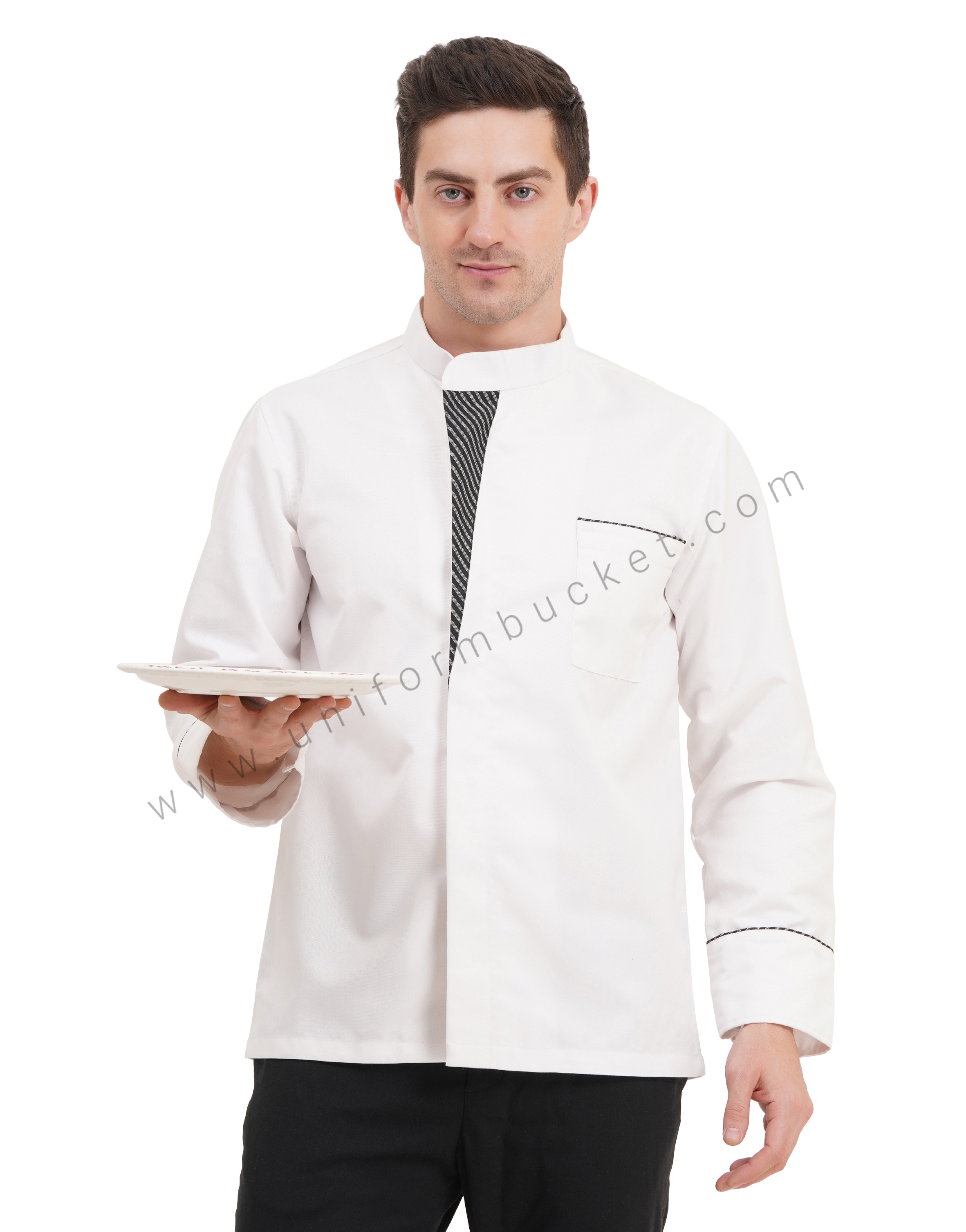 MALE WHITE CHEF COAT WITH ZEBRA PATTERN  PATCH thumbnail 4