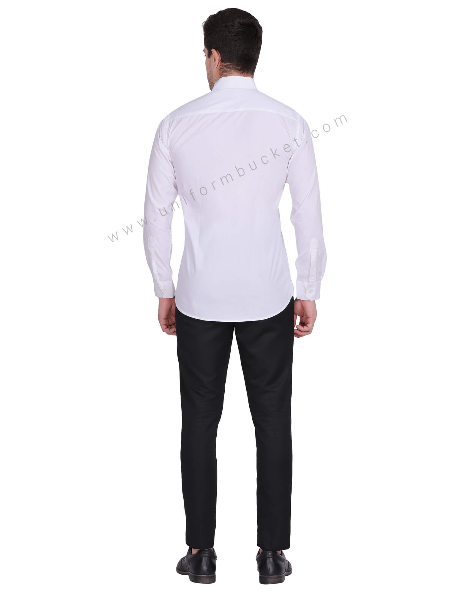 MALE WHITE SHIRT WITH BLACK PIPING thumbnail 4