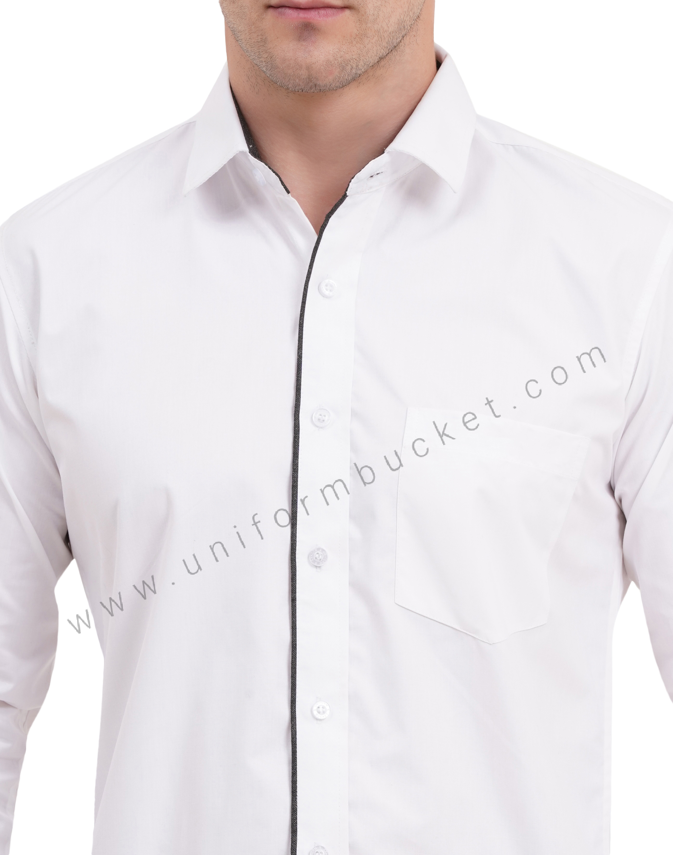 male white shirt with huy grey piping full sleeve thumbnail 5