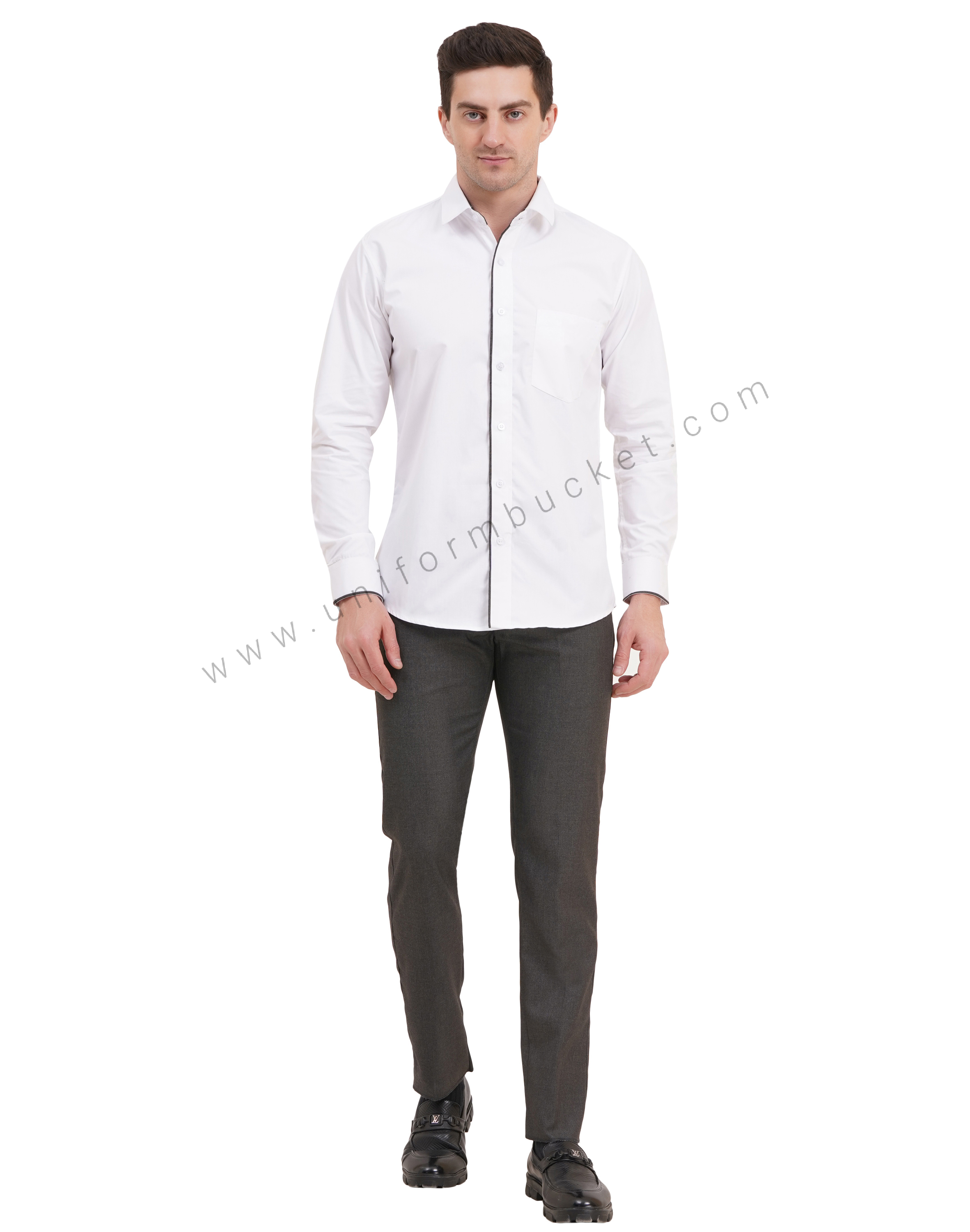 male white shirt with huy grey piping full sleeve thumbnail 7