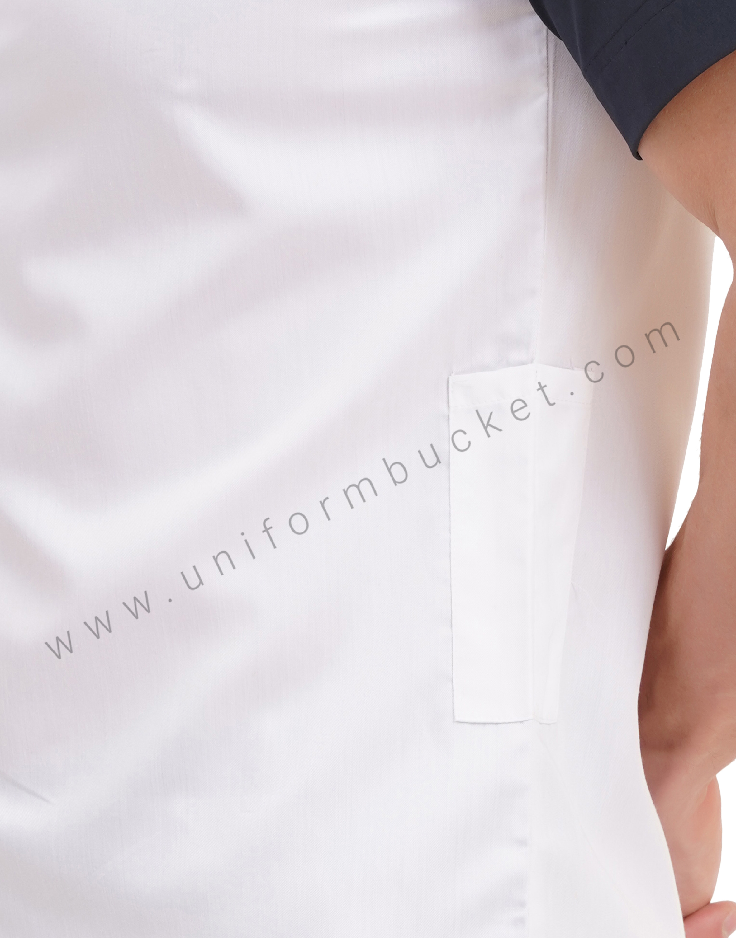 male white shirt with navy blue half sleeve & left side waist mini pocket thumbnail 7