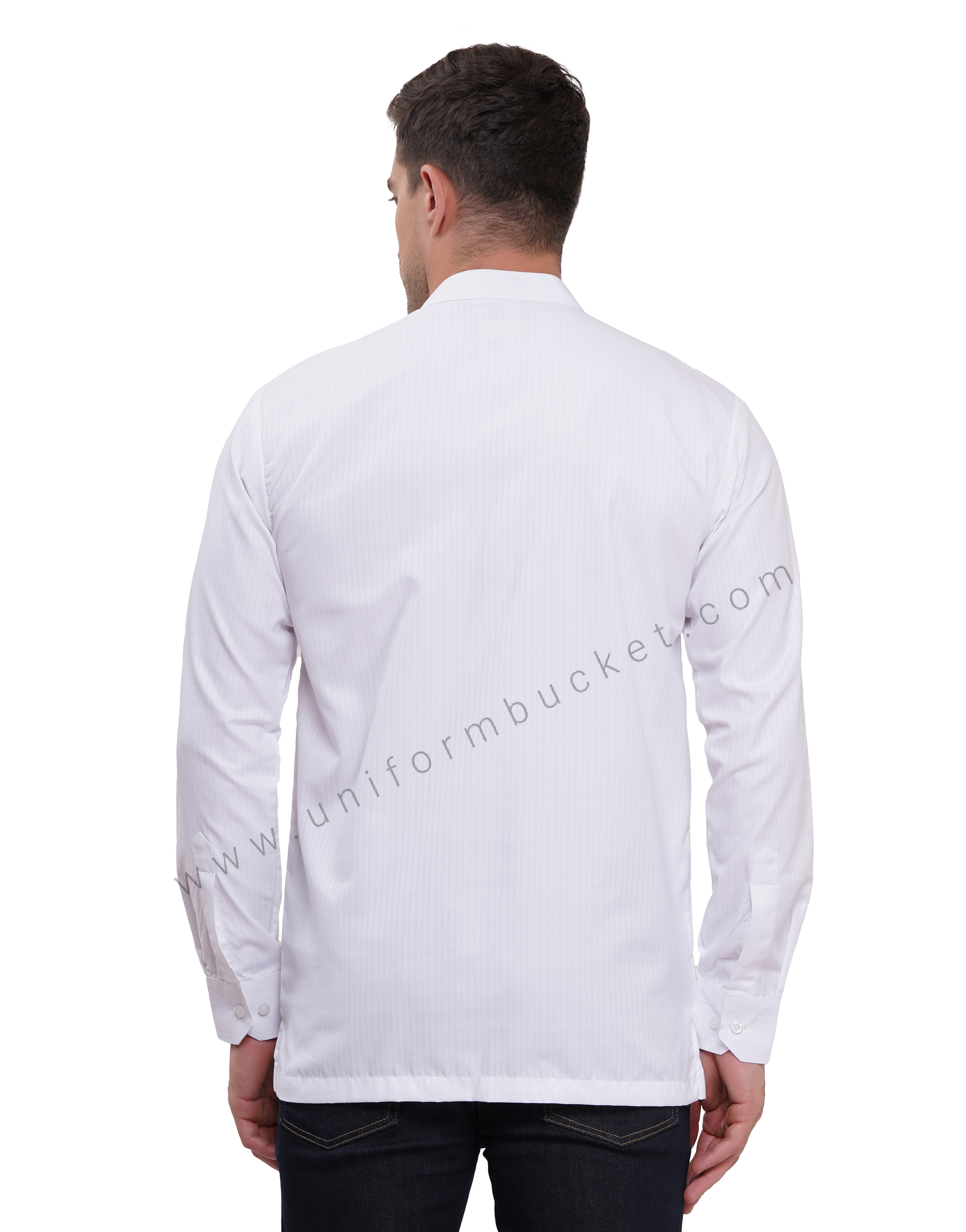Male White short kurta full sleeve with cuff &  chinese collar thumbnail 5