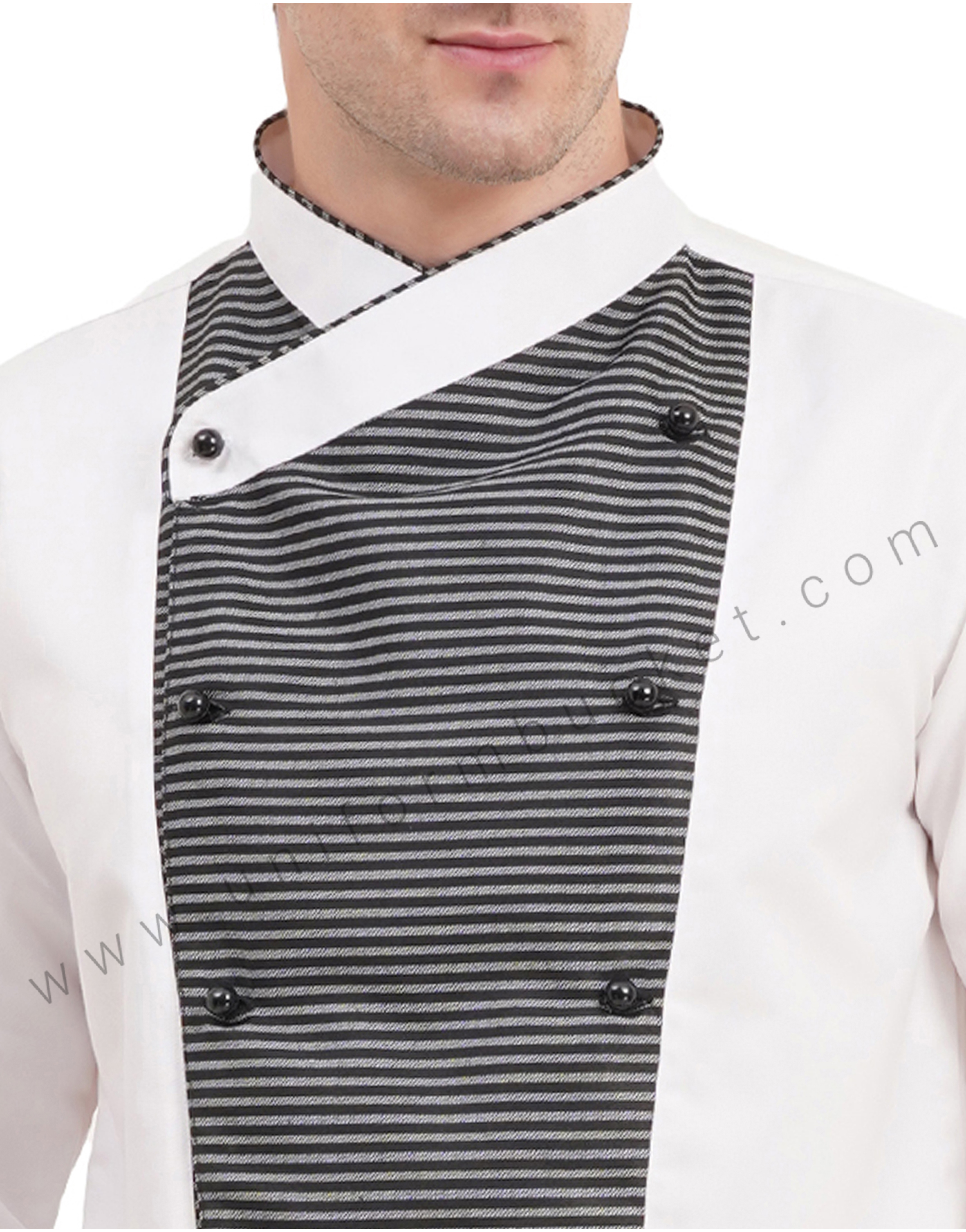 male white & Zebra Pattern  chef coat with  front removable buttons thumbnail 4