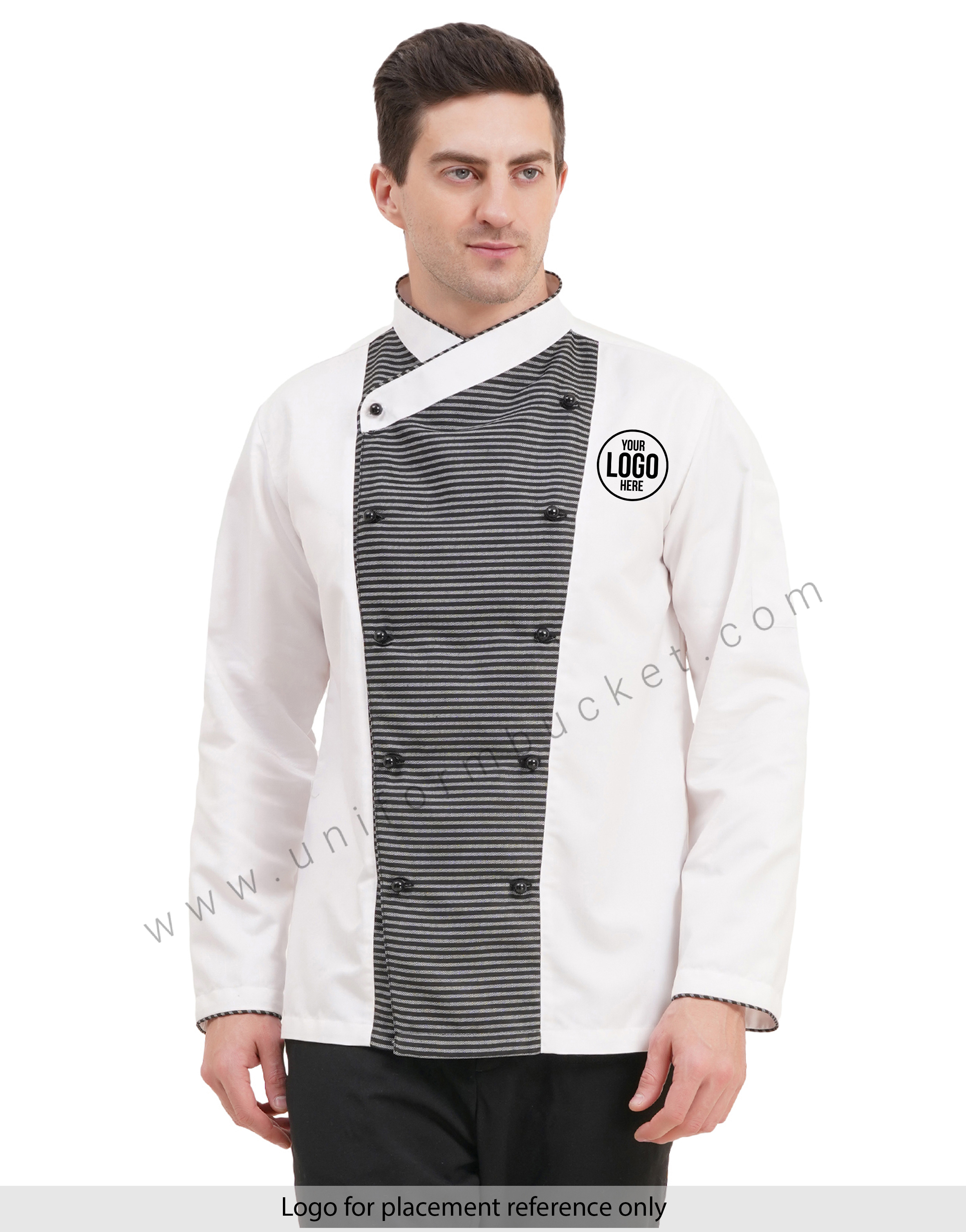male white & Zebra Pattern  chef coat with  front removable buttons thumbnail 7