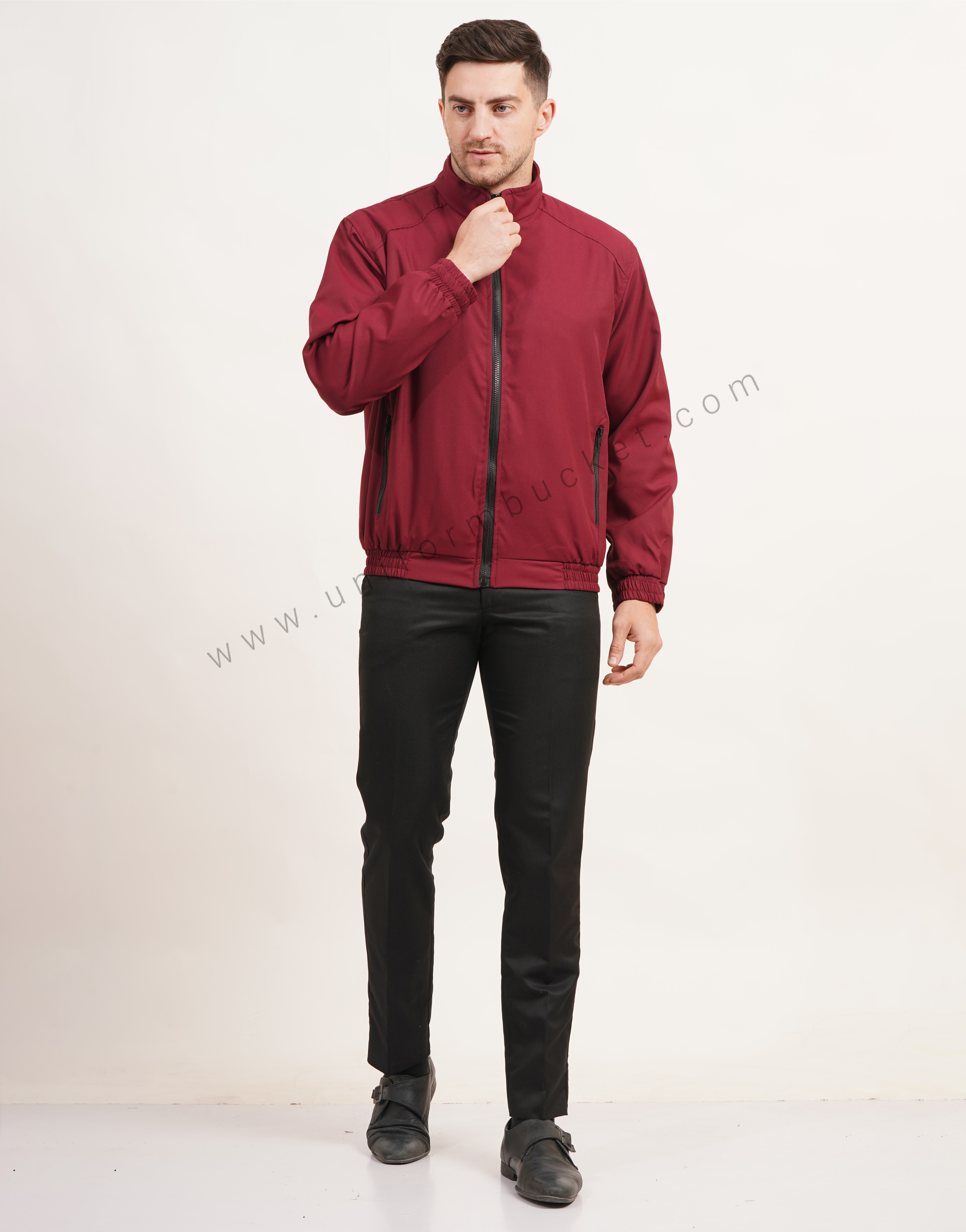 MALE WINTER MAROON  JACKET WITH FRONT & POCKET ZIP thumbnail 2