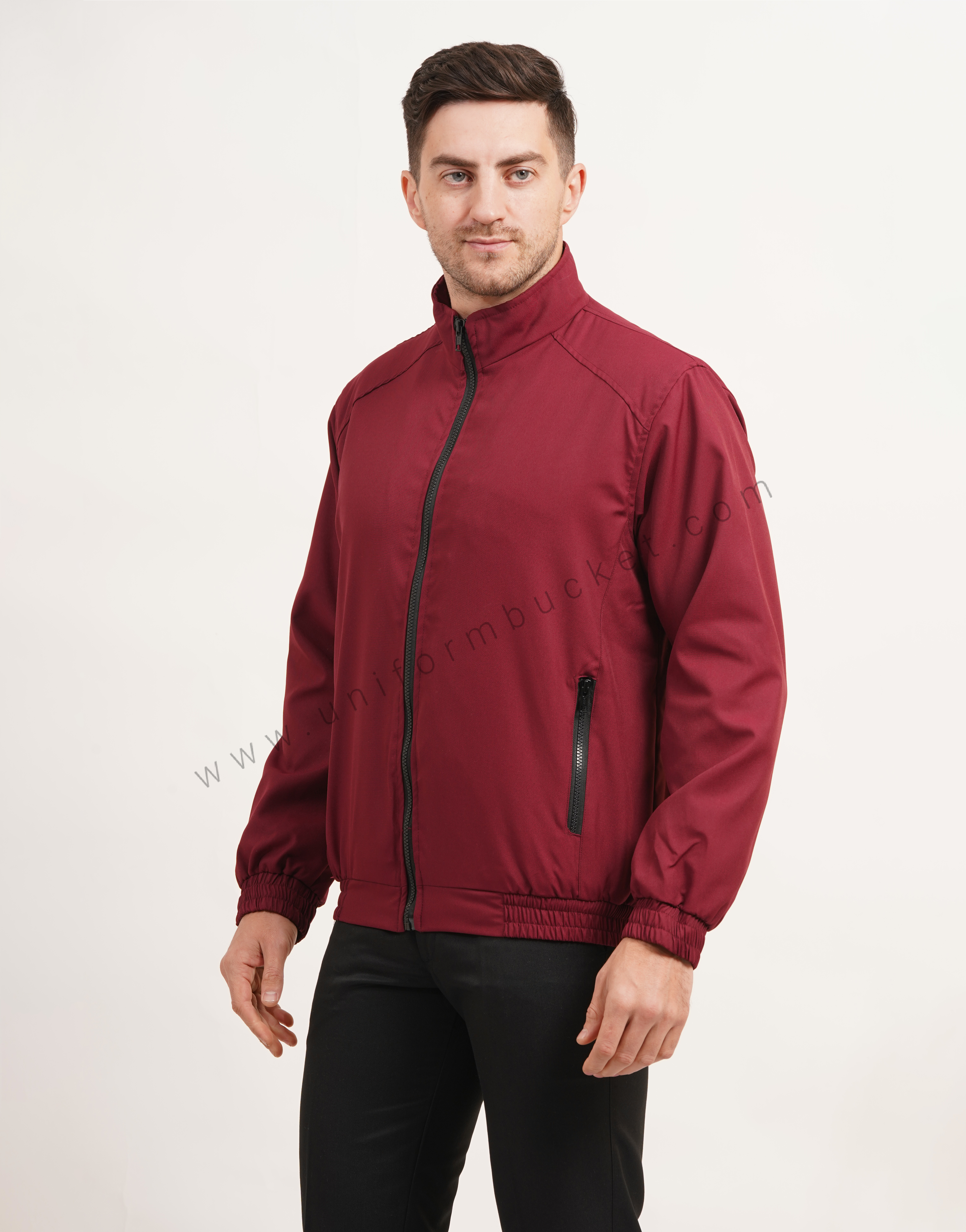 MALE WINTER MAROON  JACKET WITH FRONT & POCKET ZIP thumbnail 3