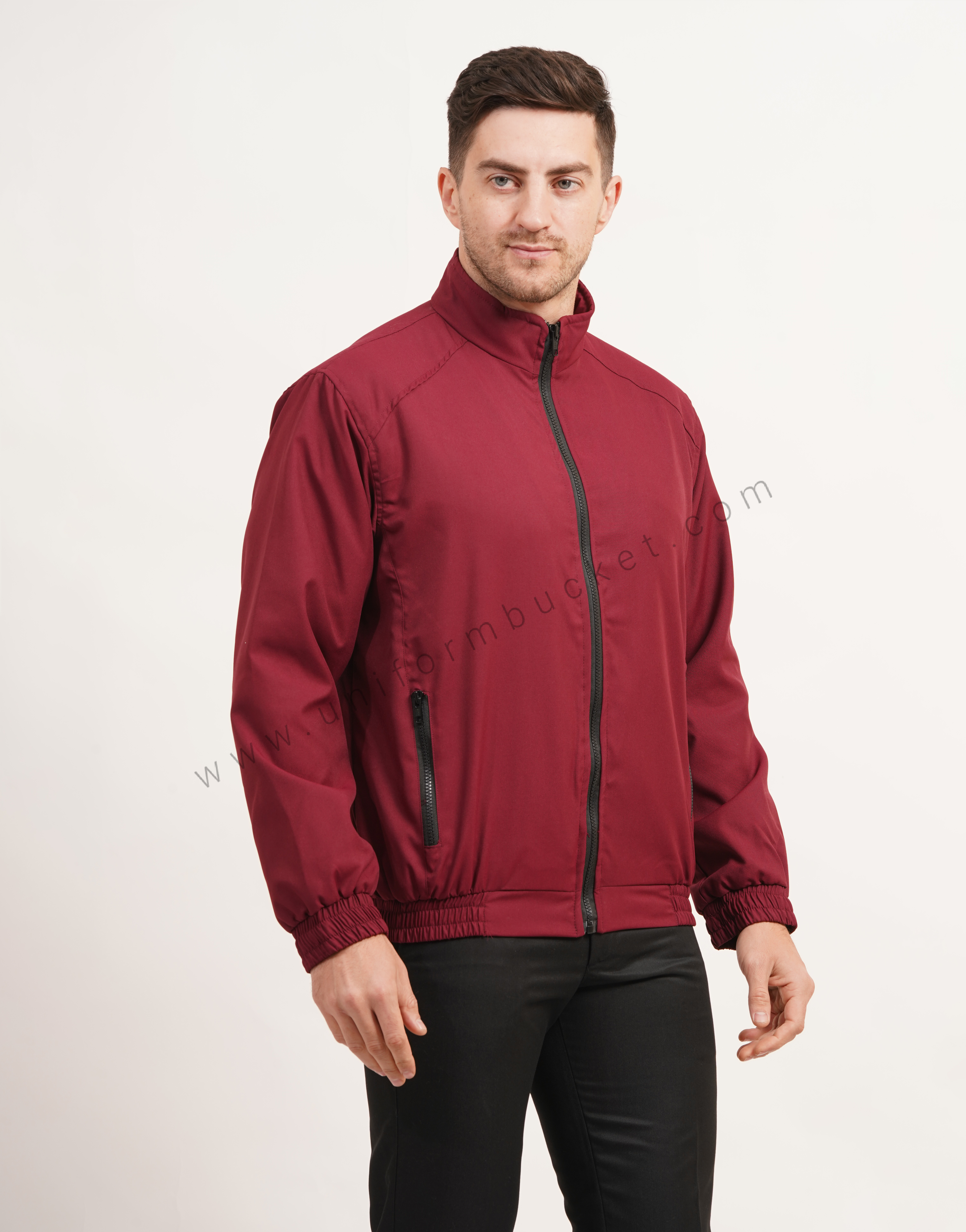 MALE WINTER MAROON  JACKET WITH FRONT & POCKET ZIP thumbnail 4