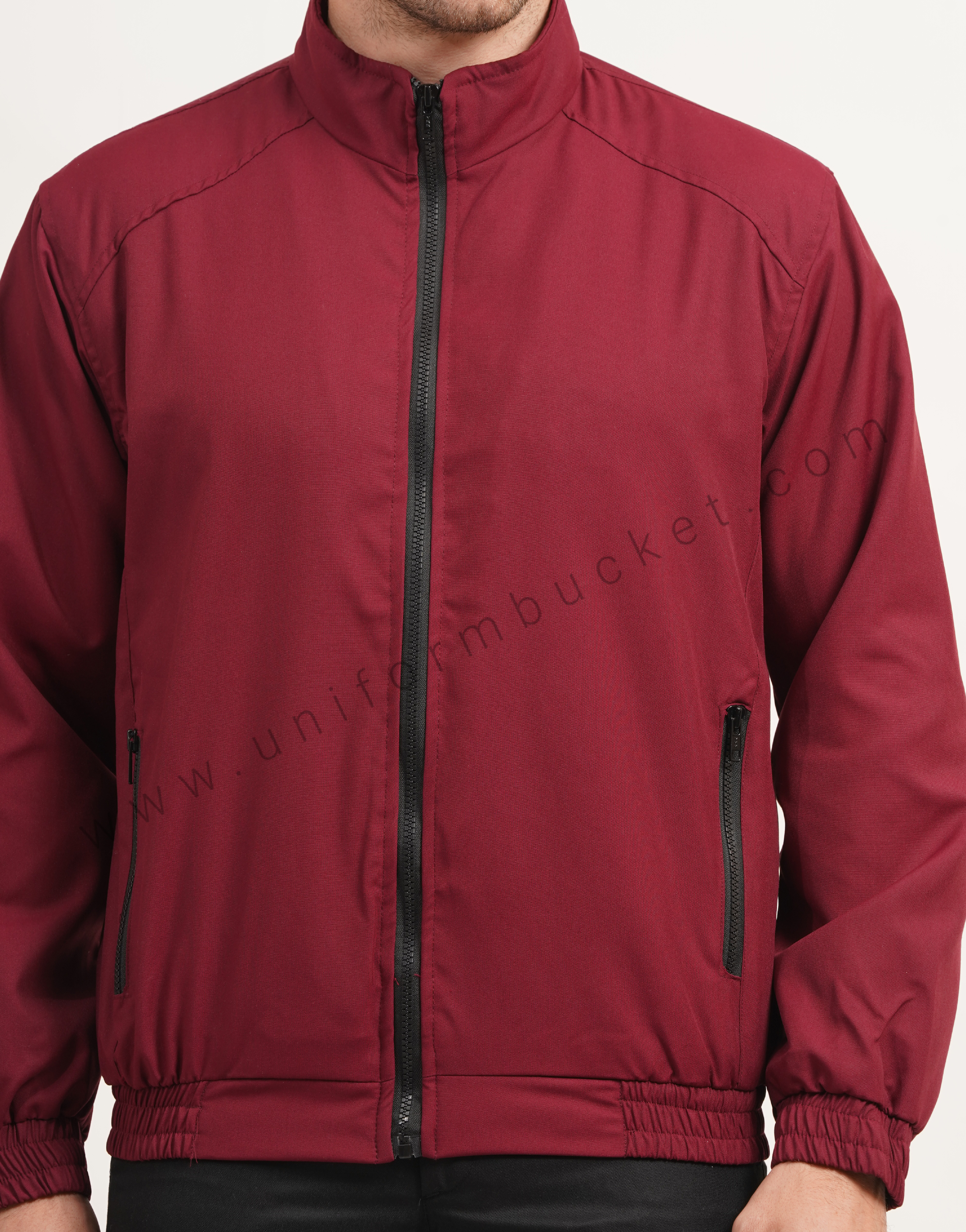 MALE WINTER MAROON  JACKET WITH FRONT & POCKET ZIP thumbnail 5