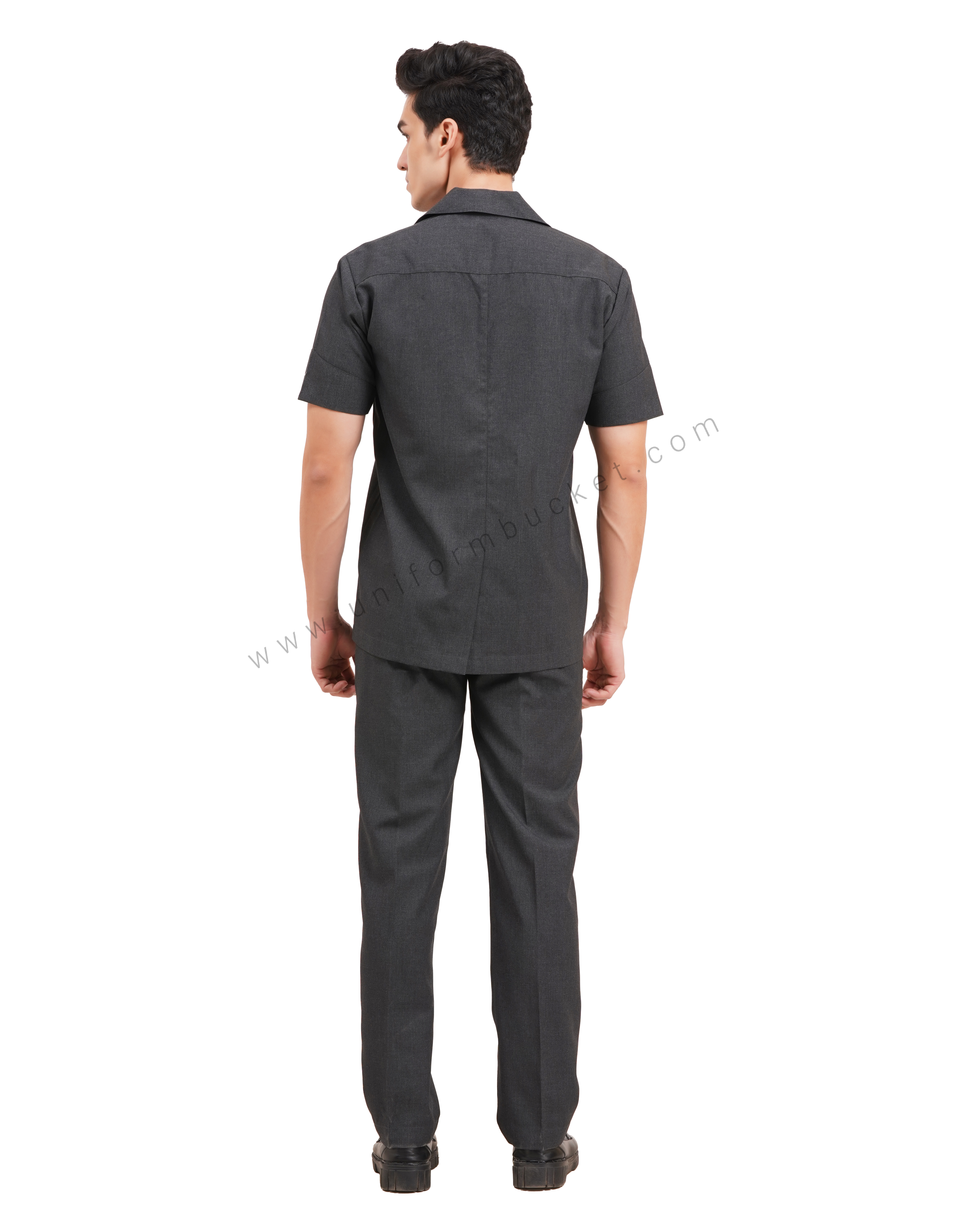 Male Worsted Grey  safari shirt with half sleeve & back slit thumbnail 5