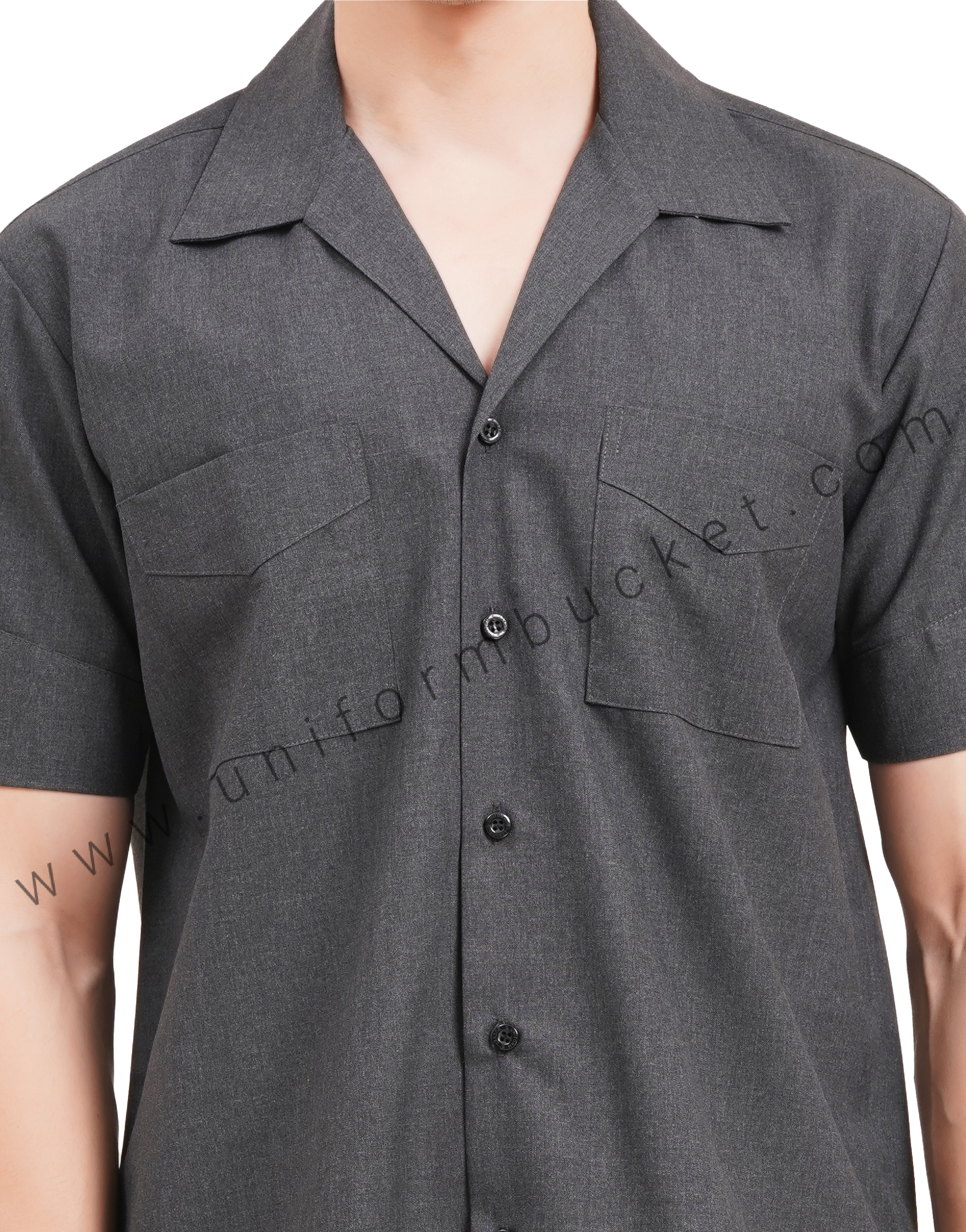 Male Worsted Grey  safari shirt with half sleeve & back slit thumbnail 7