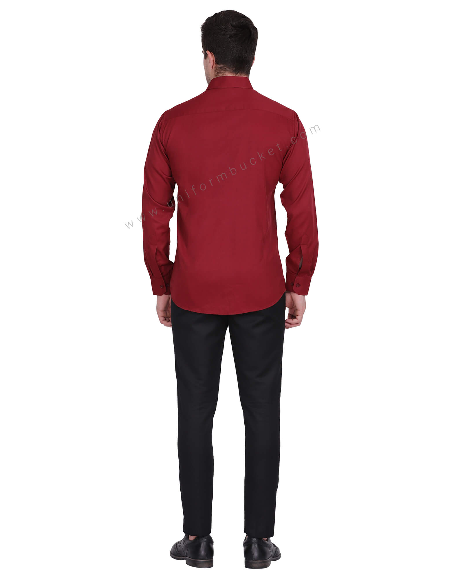 MAROON HIDDEN PLACKET SHIRT WITH ONE SIDE TUCKS thumbnail 5