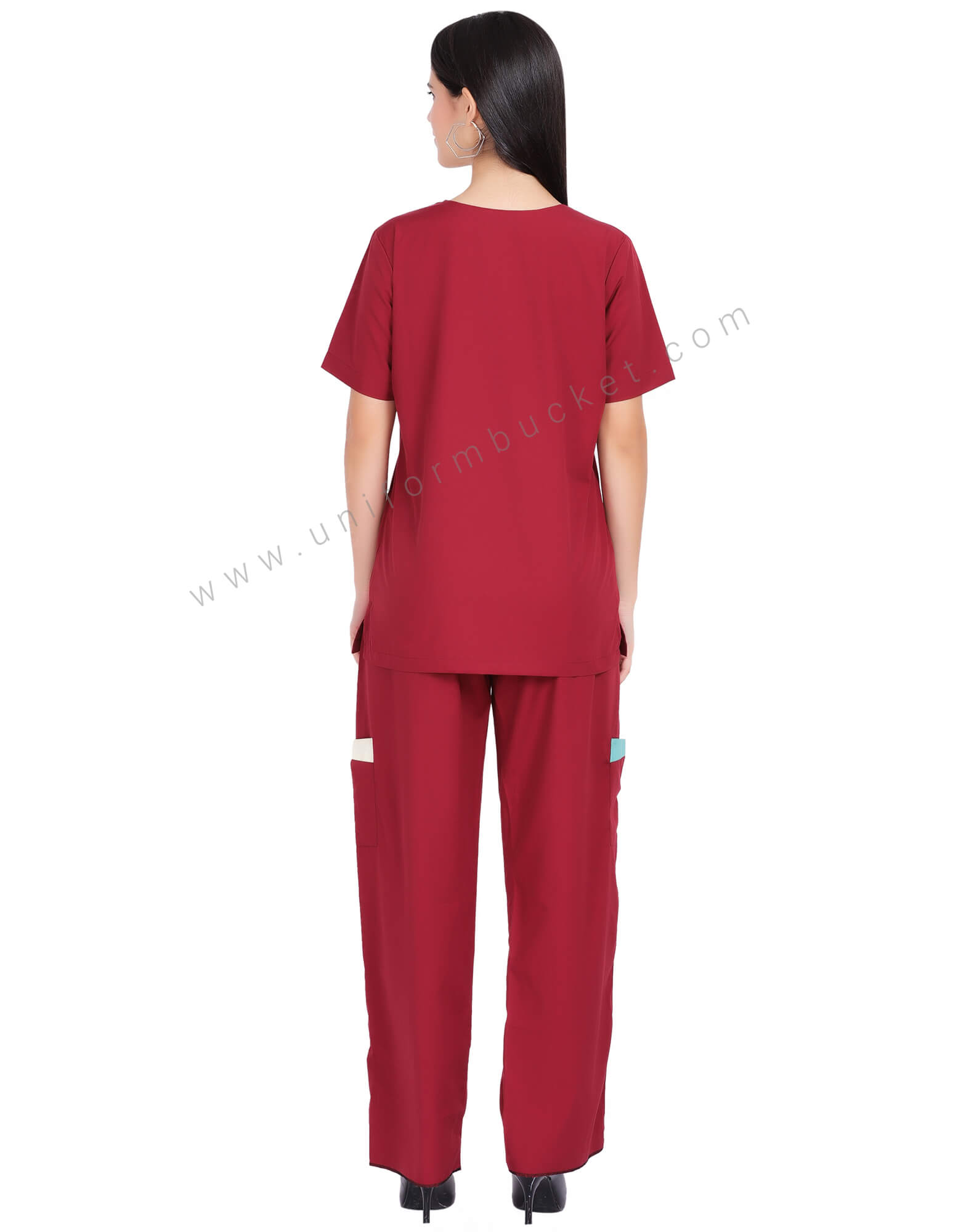 Maroon Housekeeping Tunic With Two Patch Pocket thumbnail 4