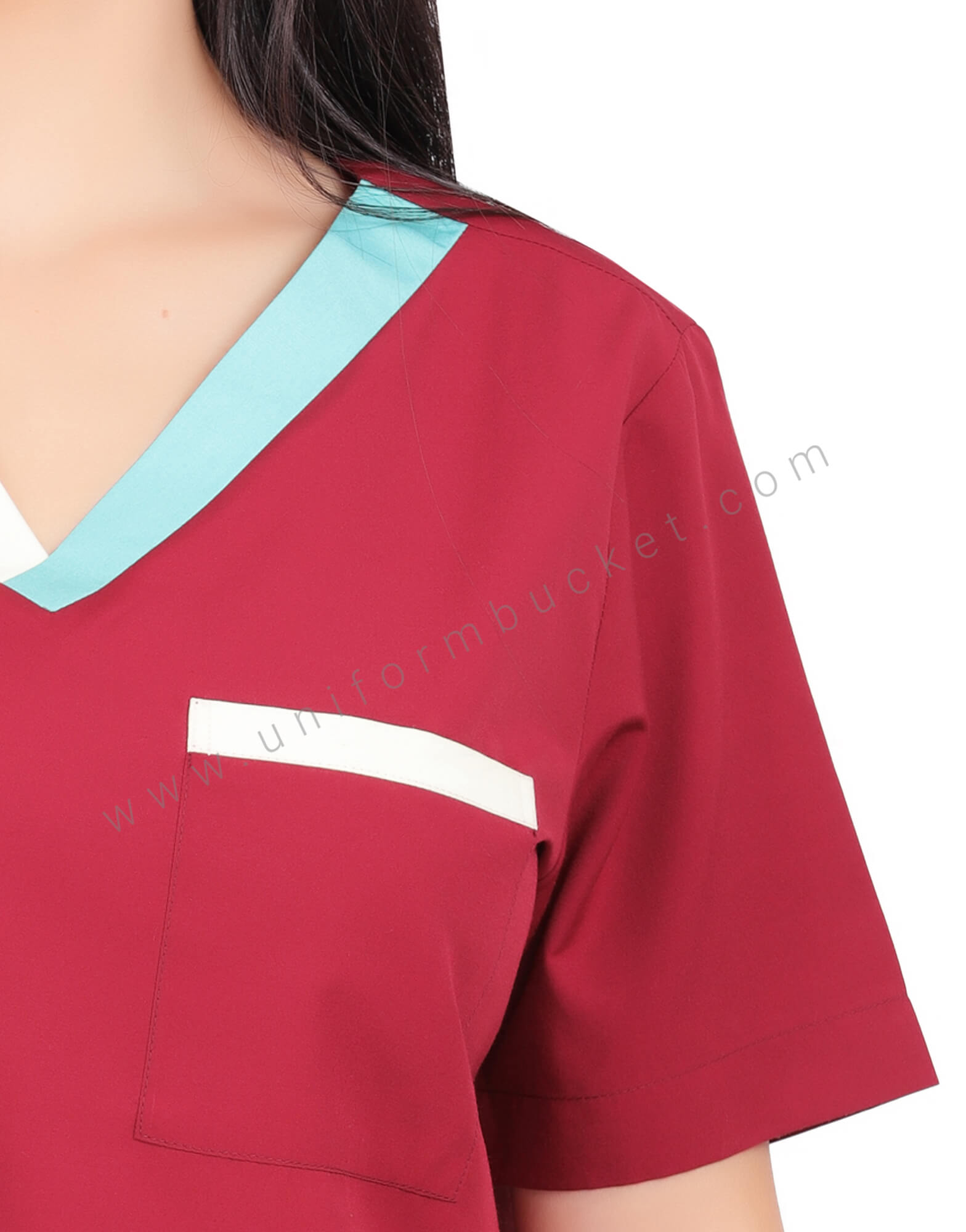Maroon Housekeeping Tunic With Two Patch Pocket thumbnail 5