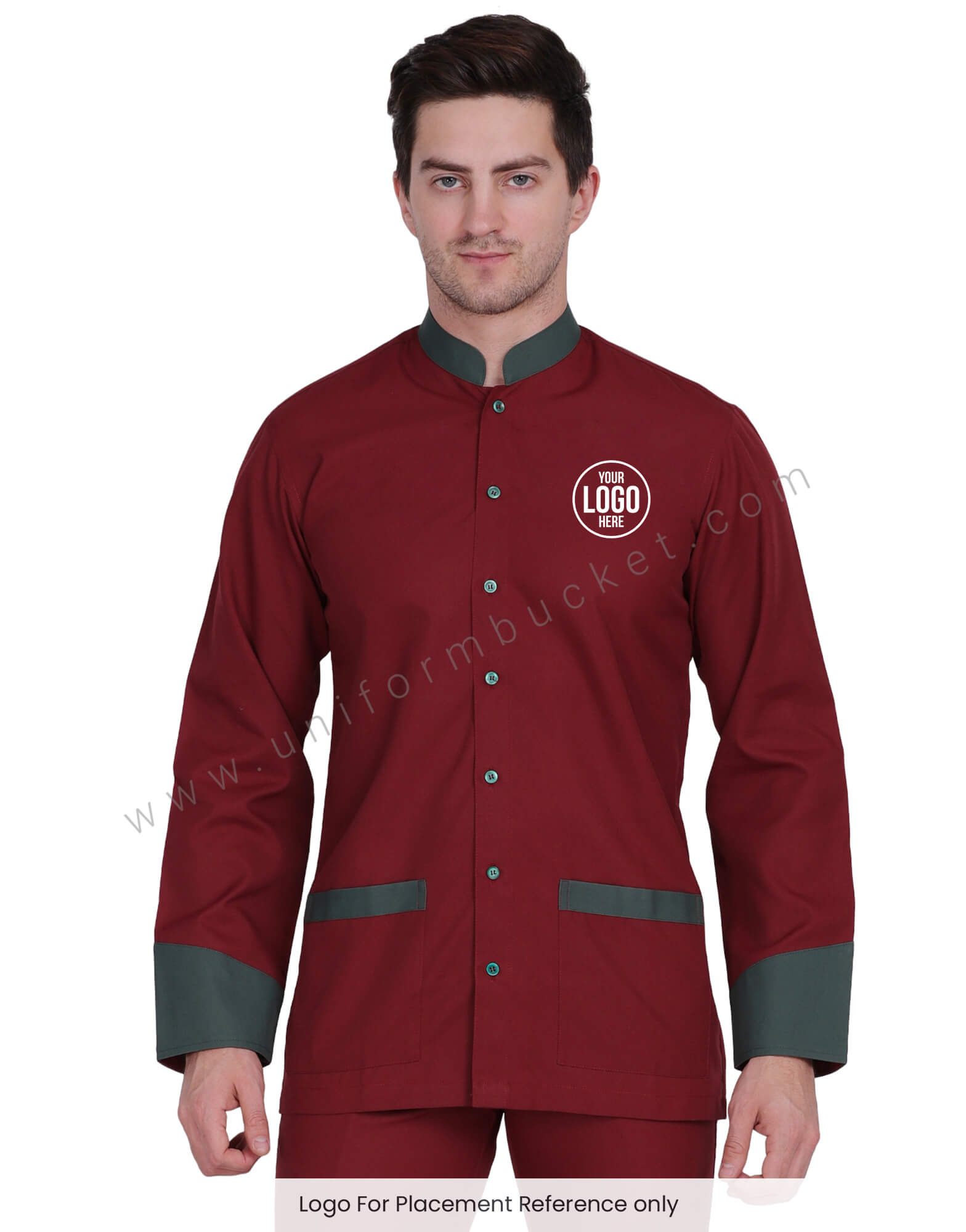 MAROON SHIRT FOR DOORMAN WITH BAN COLLAR view 1