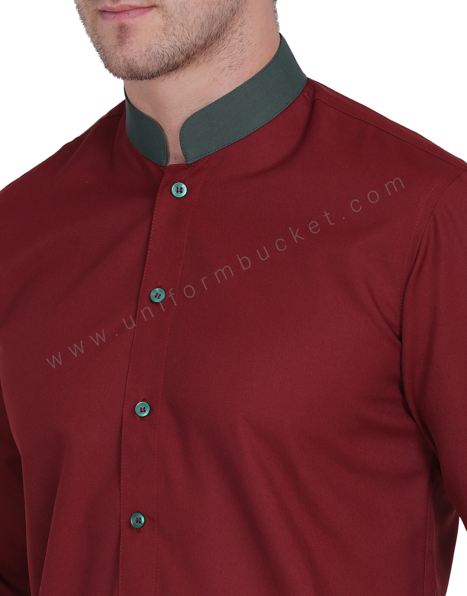 MAROON SHIRT FOR DOORMAN WITH BAN COLLAR thumbnail 5
