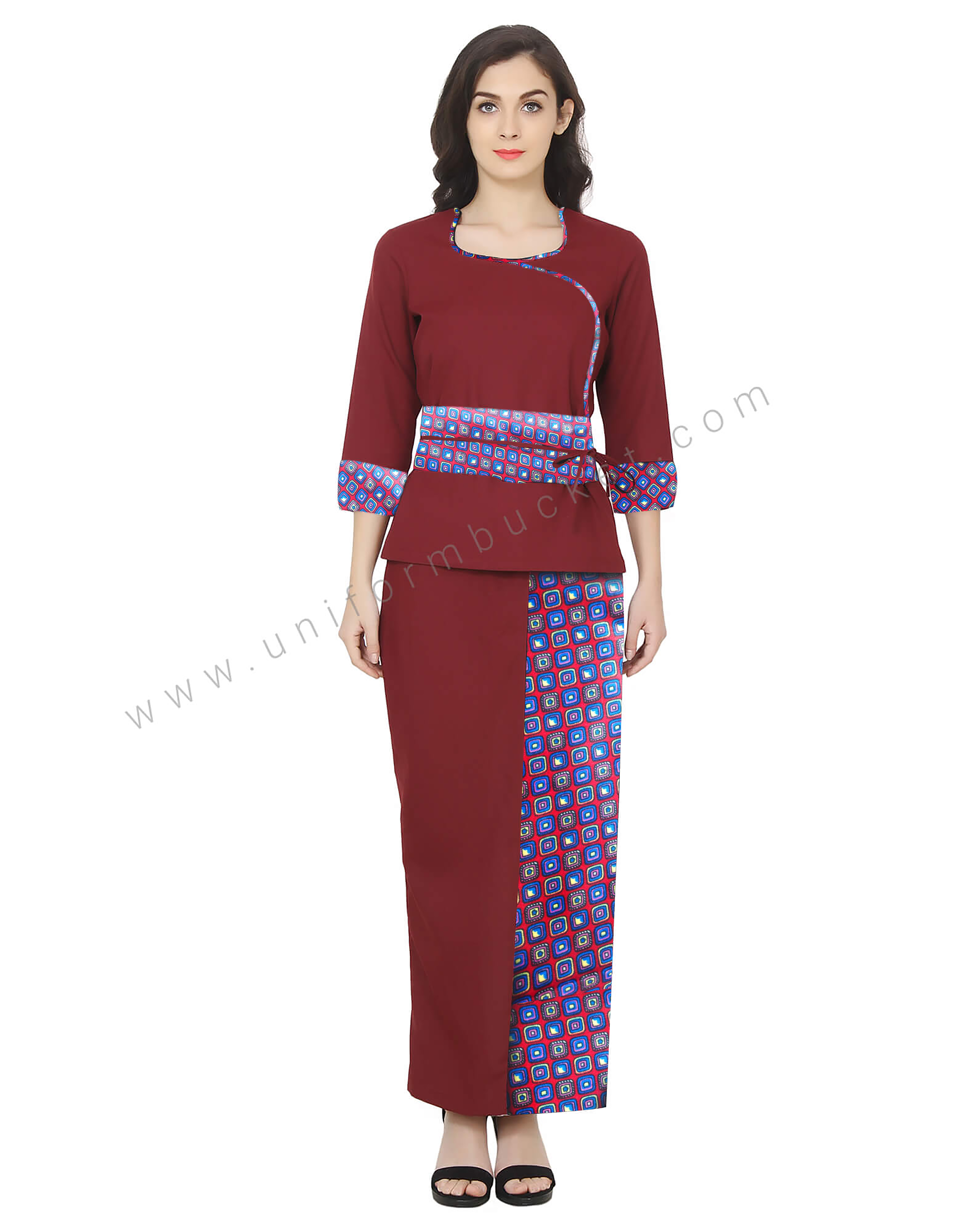 Maroon Thai Pant With Colorful Pattern thumbnail 4