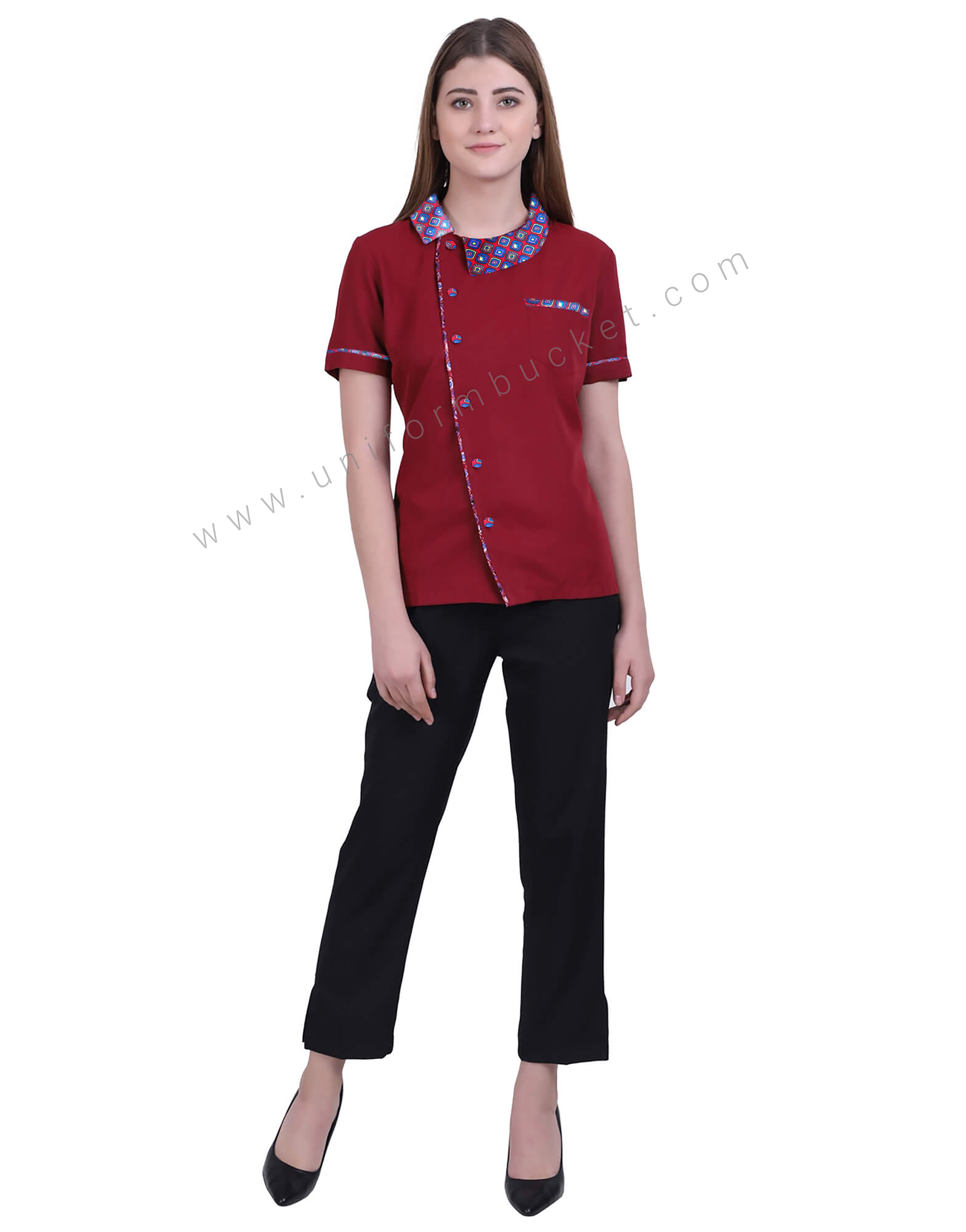 Maroon Tunic With Side Peter Pan Collar thumbnail 4