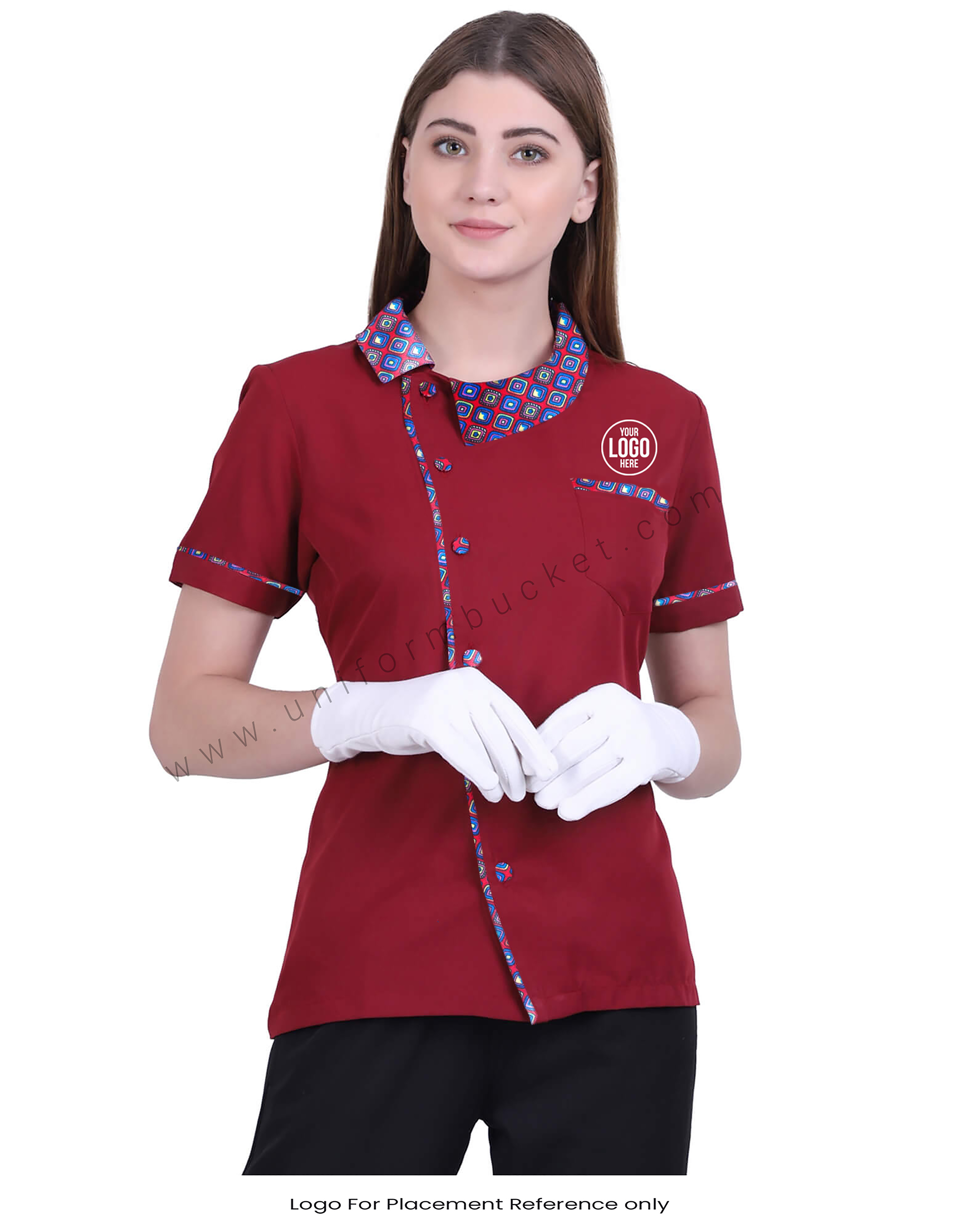 Maroon Tunic With Side Peter Pan Collar view 1