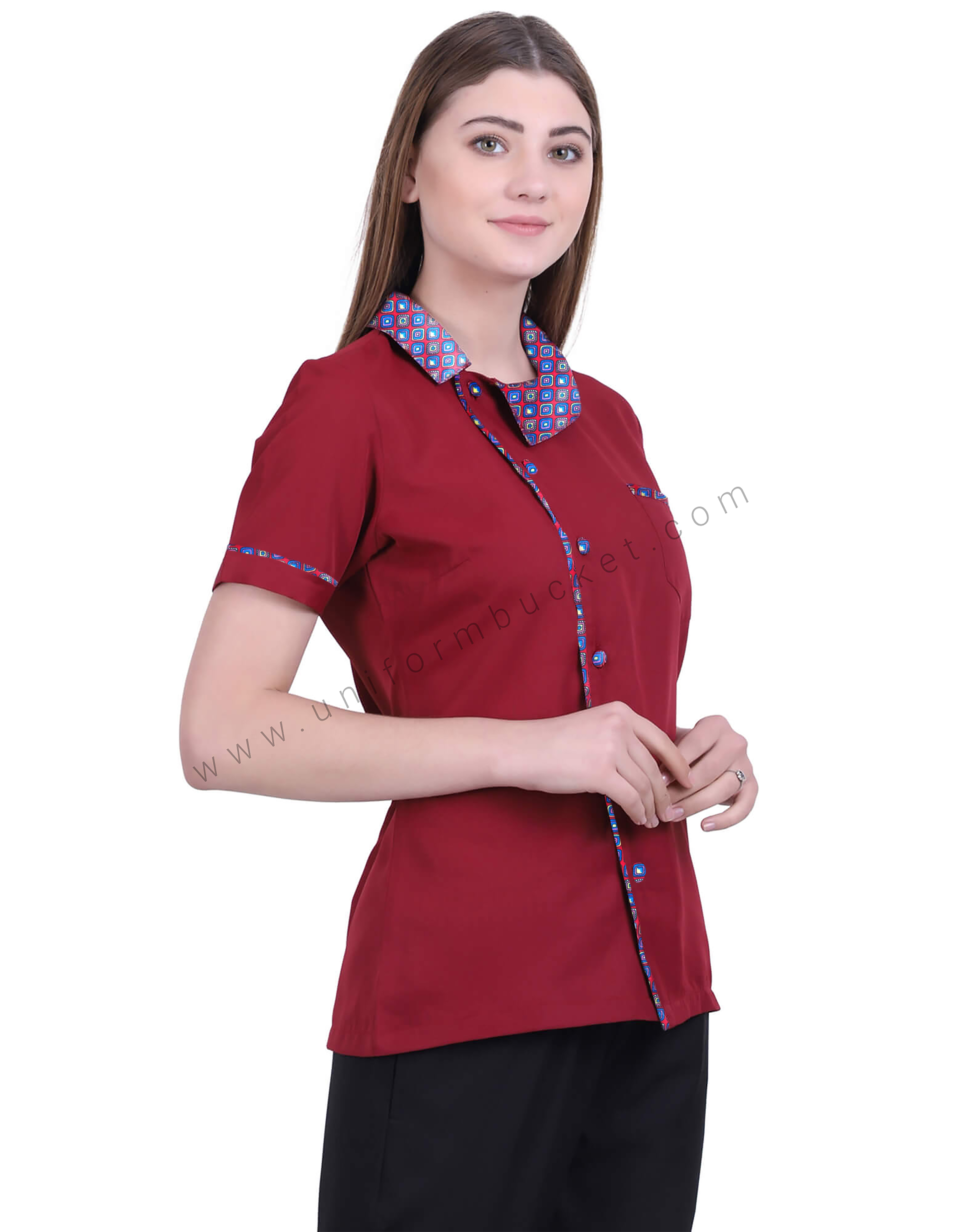 Maroon Tunic With Side Peter Pan Collar thumbnail 2