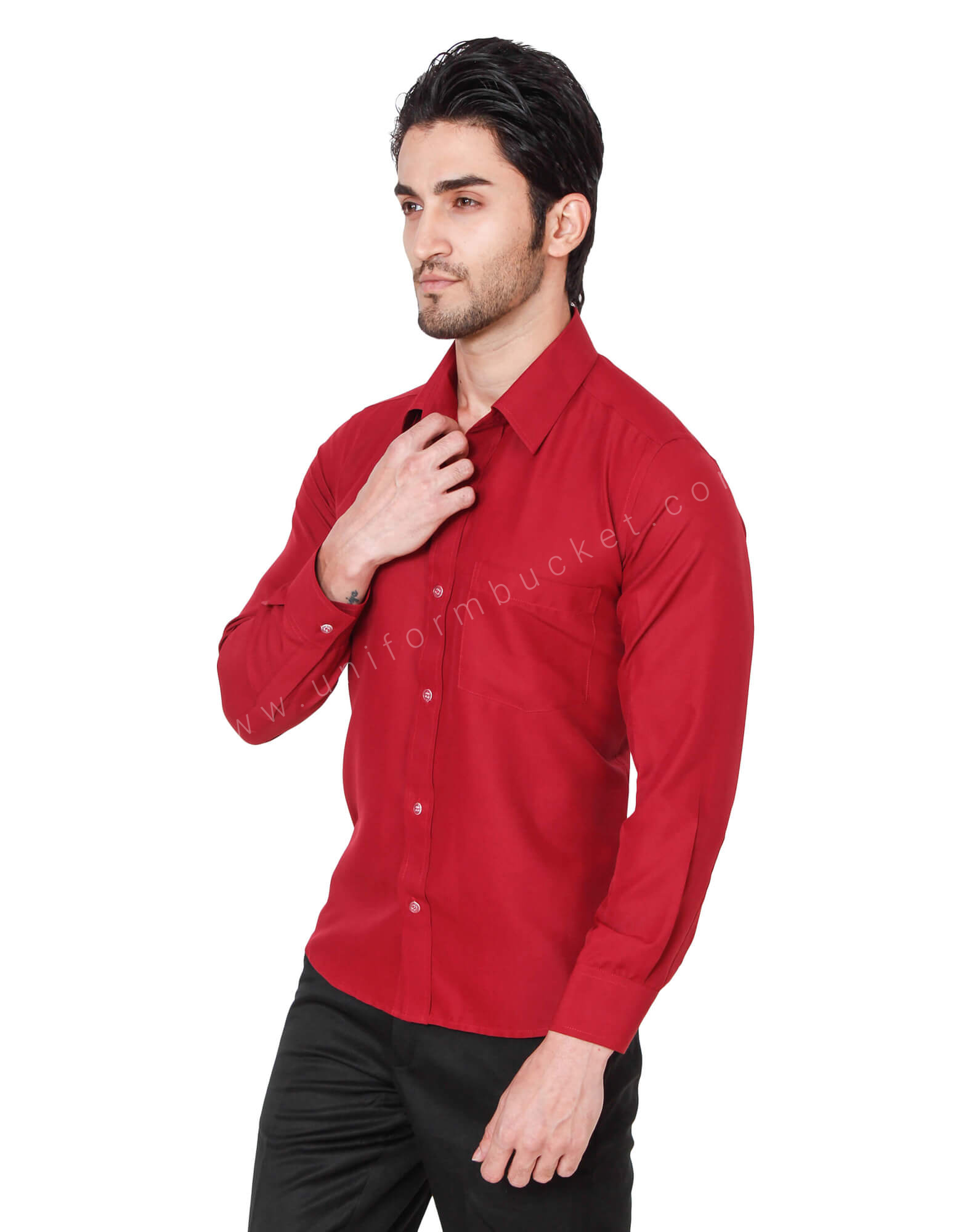 Full Sleeves Maroon Formal Shirt view 1
