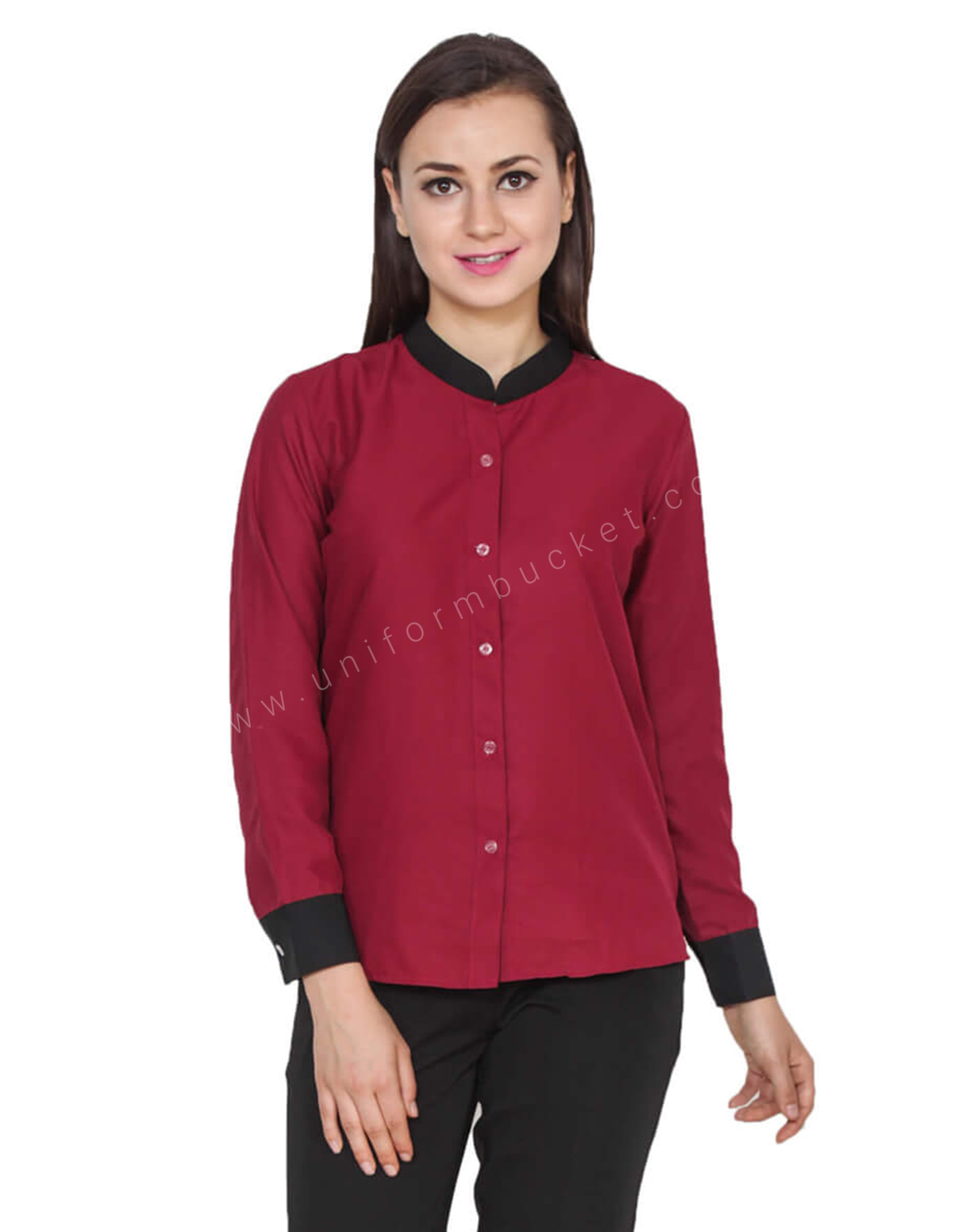 Mandarin Collar Shirt with Black Trims thumbnail 2