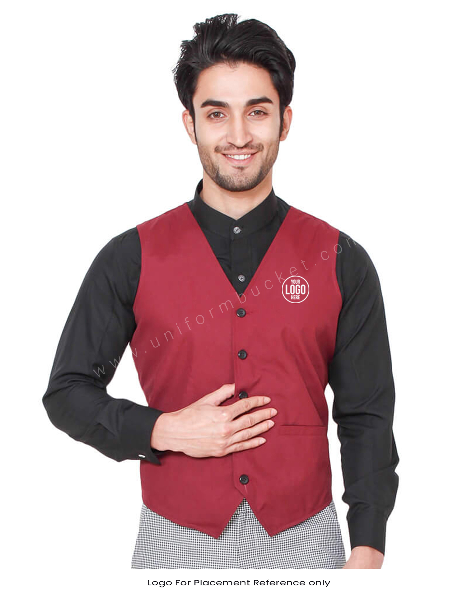 Black Buttoned Maroon Vest thumbnail 4