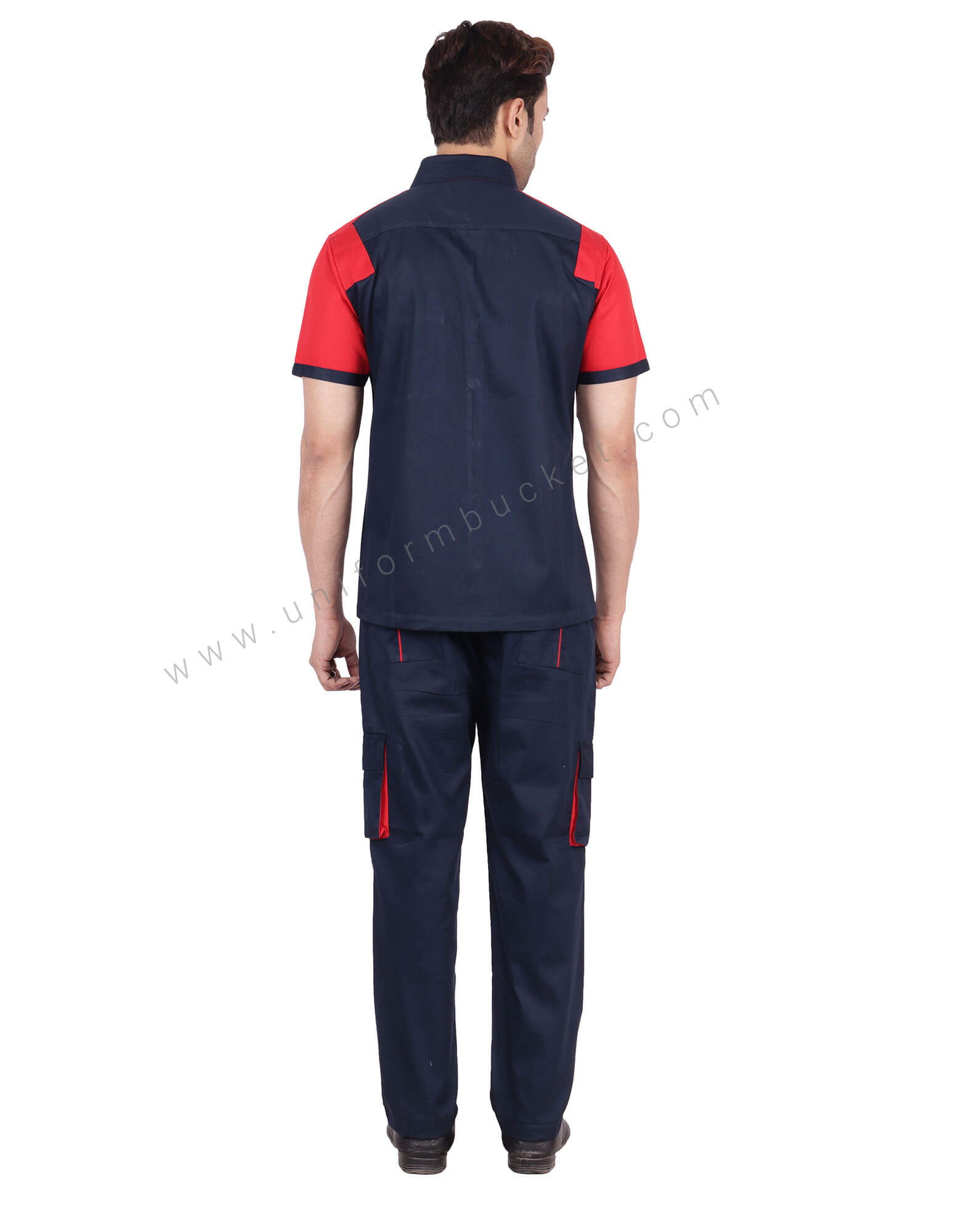 Navy Blue And Red Modish Workwear Shirt thumbnail 3
