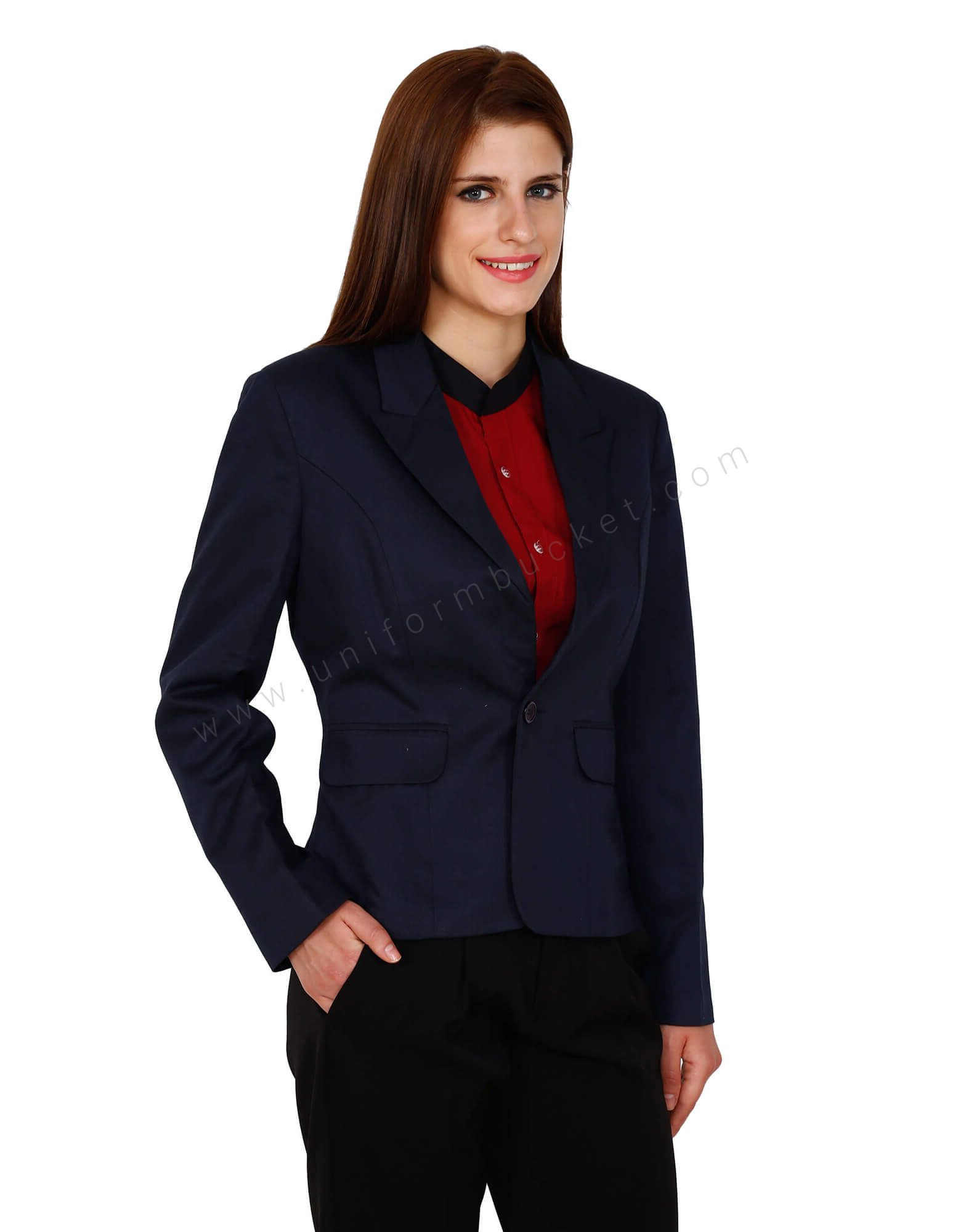 Single Button Navy Blue Blazer thumbnail 4