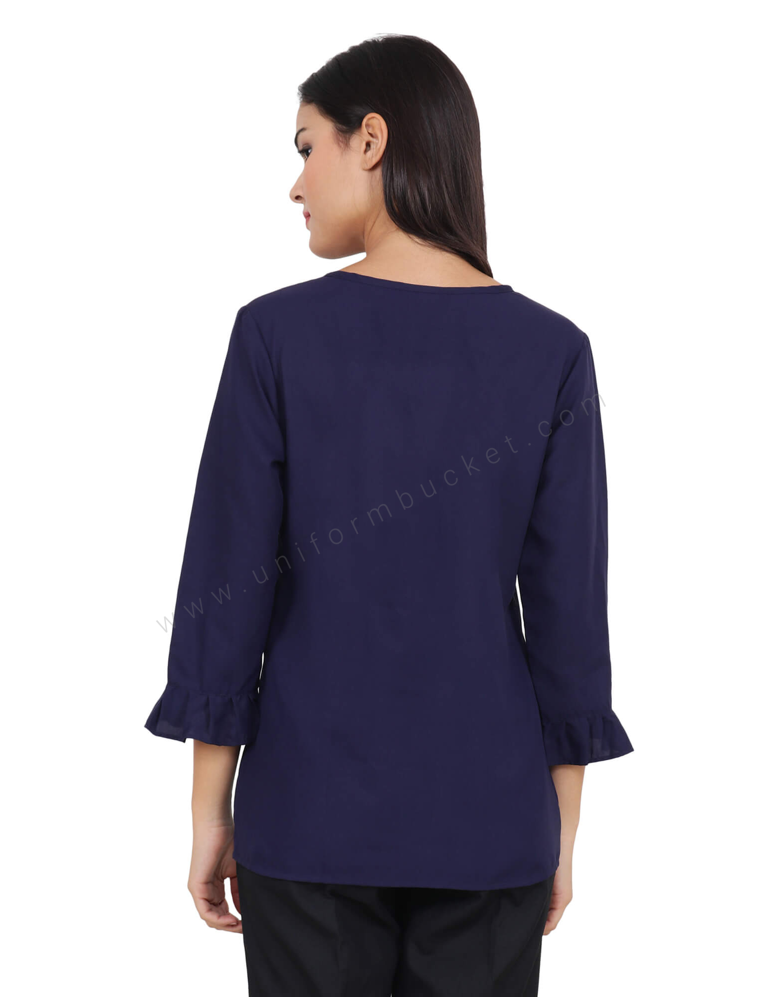 Navy Blue Four Plates Tunic Top view 1