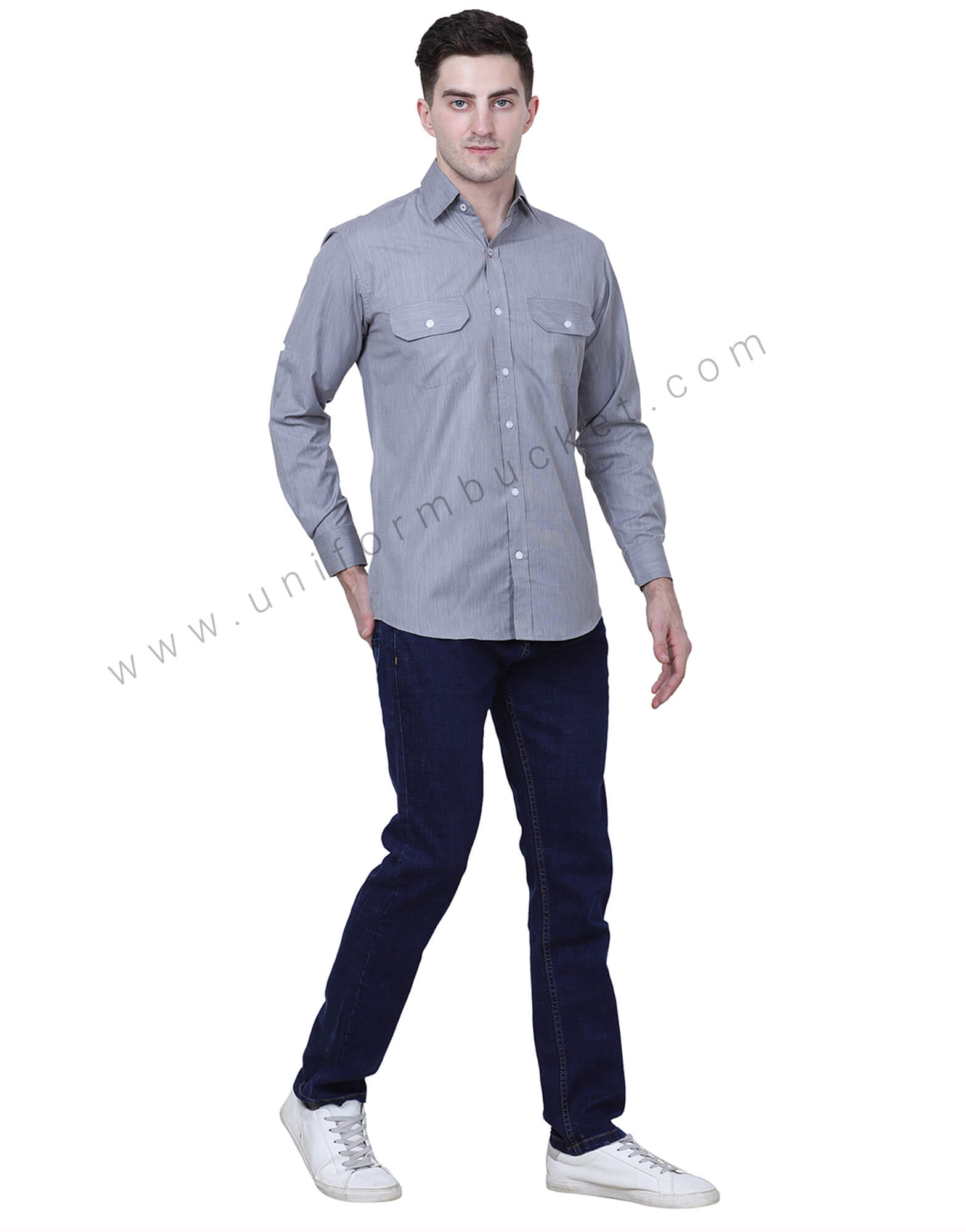 Navy Blue Plain Denim thumbnail 3