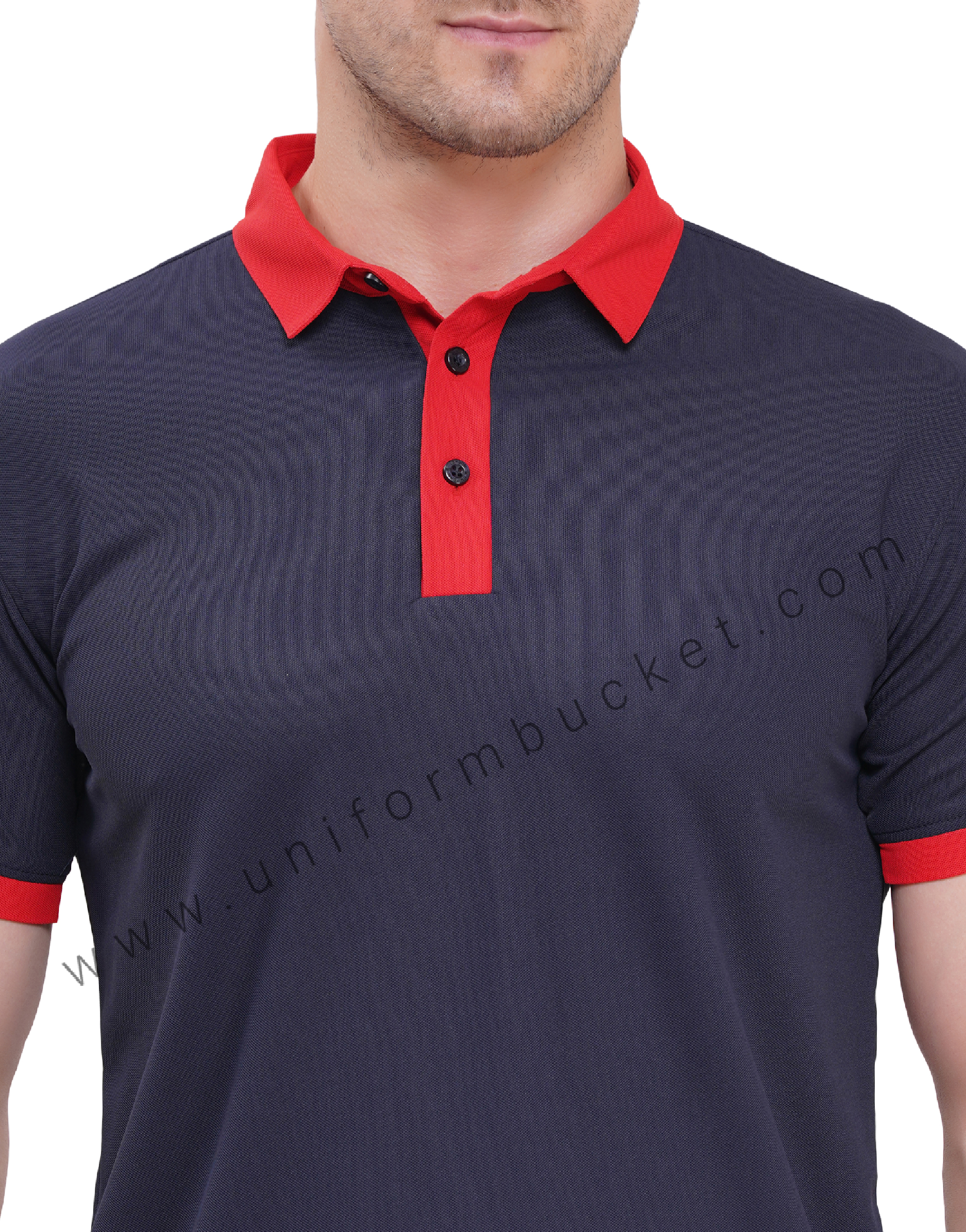 Navy Blue T-shirt half sleeve with red trim thumbnail 6