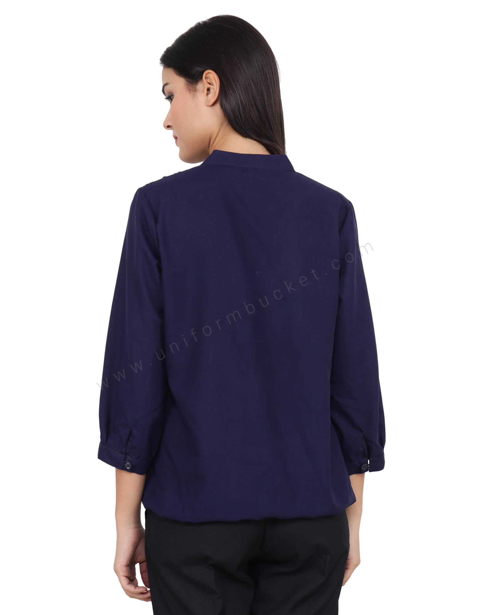 Chinese Collar Indigo Blue Top thumbnail 2