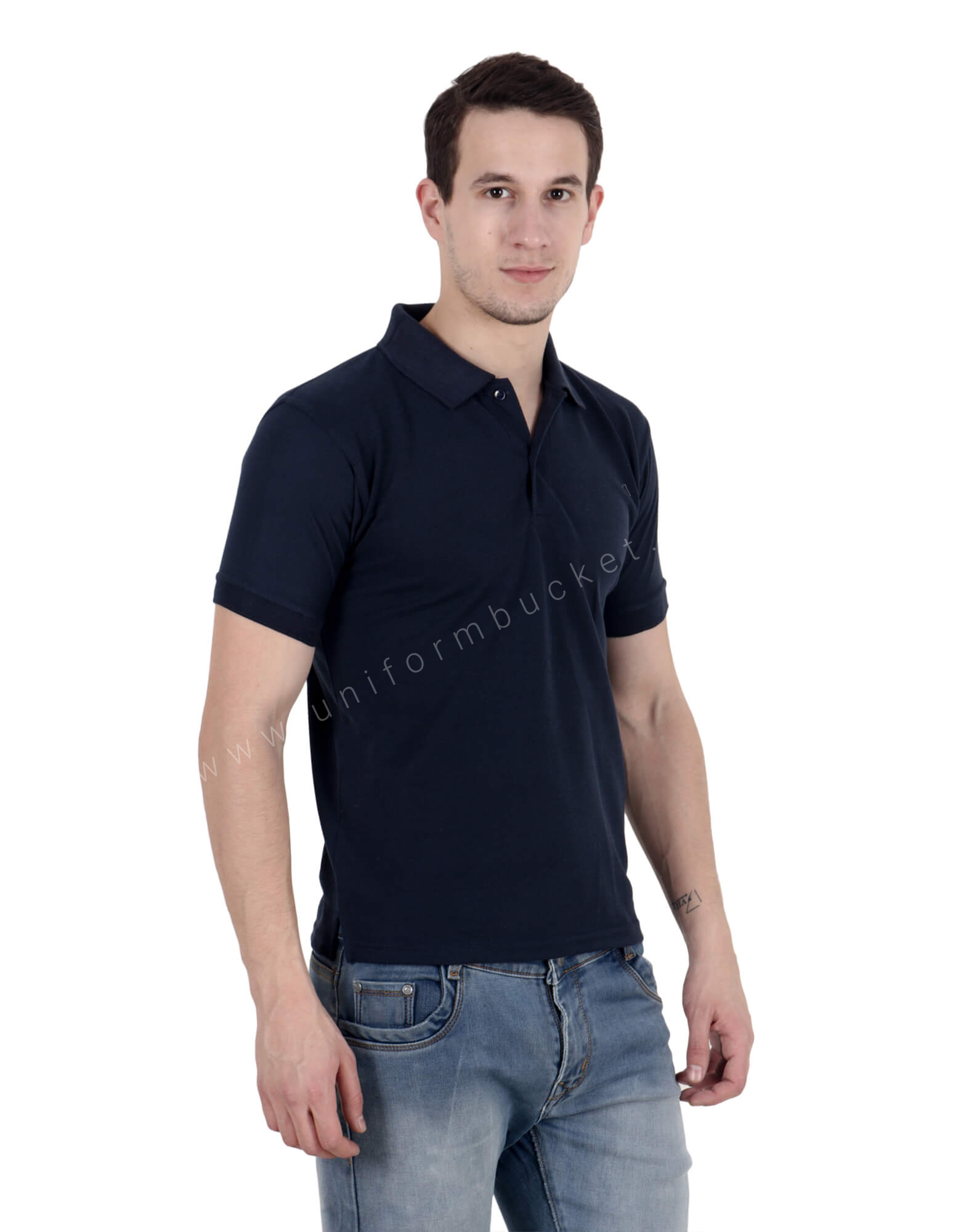 Navy Blue Uniform Polo T- Shirt view 1