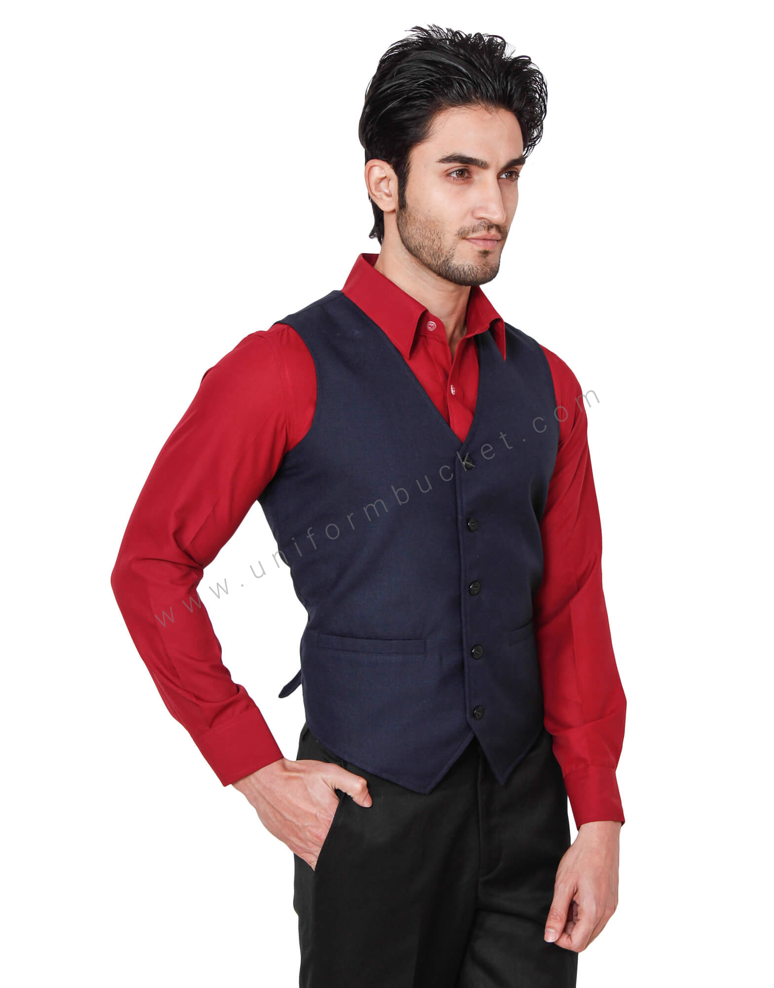 Navy Blue Vest With Adjuster at Back view 1