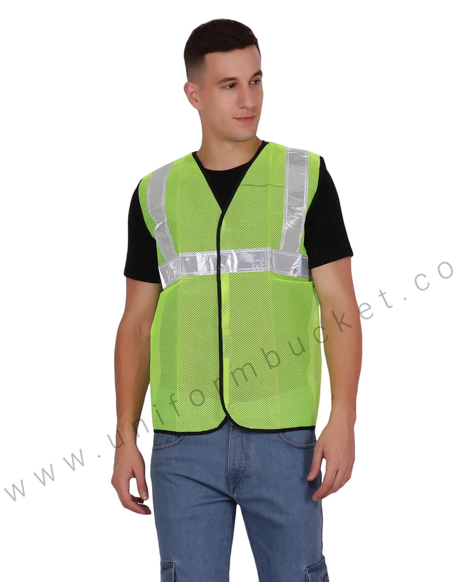 Net Safety Vest With Broad Visibility Stripes view 1