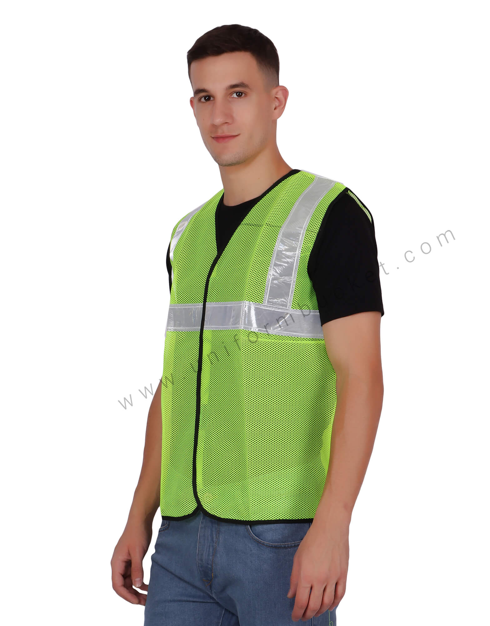 Net Safety Vest With Broad Visibility Stripes thumbnail 2