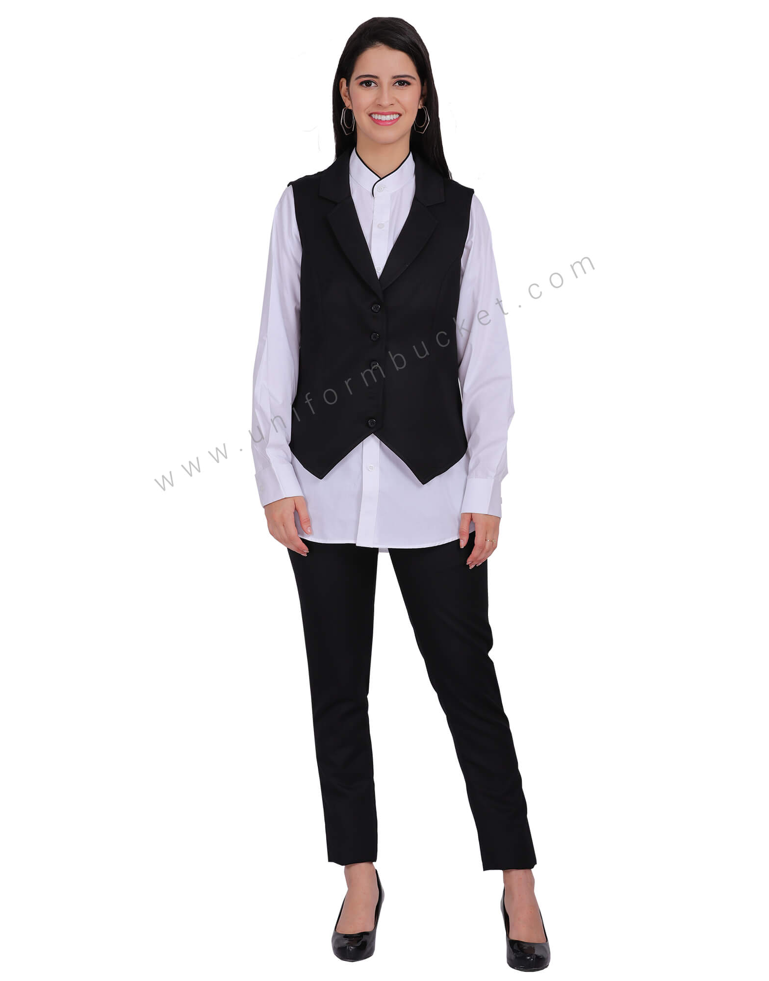 Notched Collar Women Vest Coat thumbnail 2