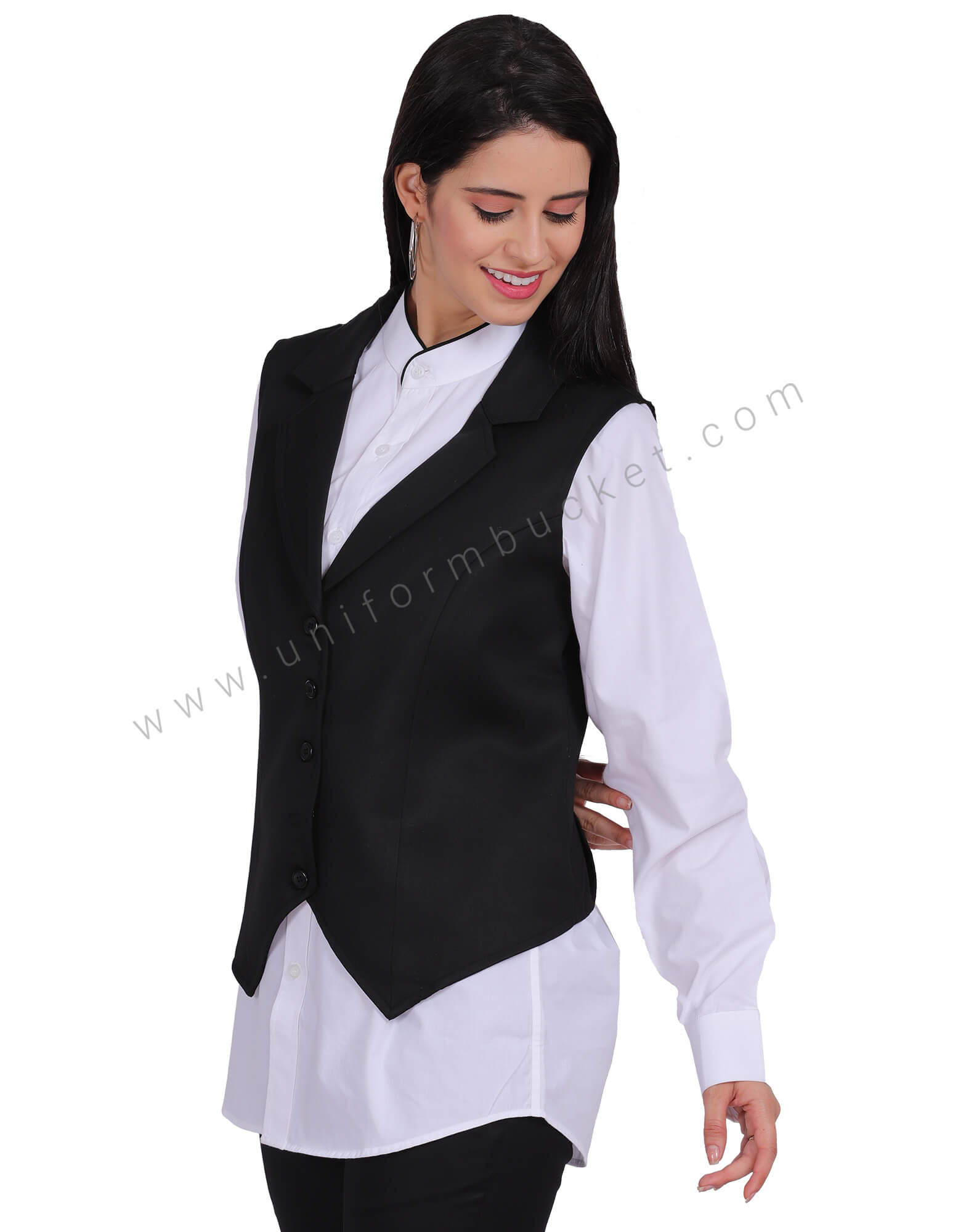 Notched Collar Women Vest Coat thumbnail 3
