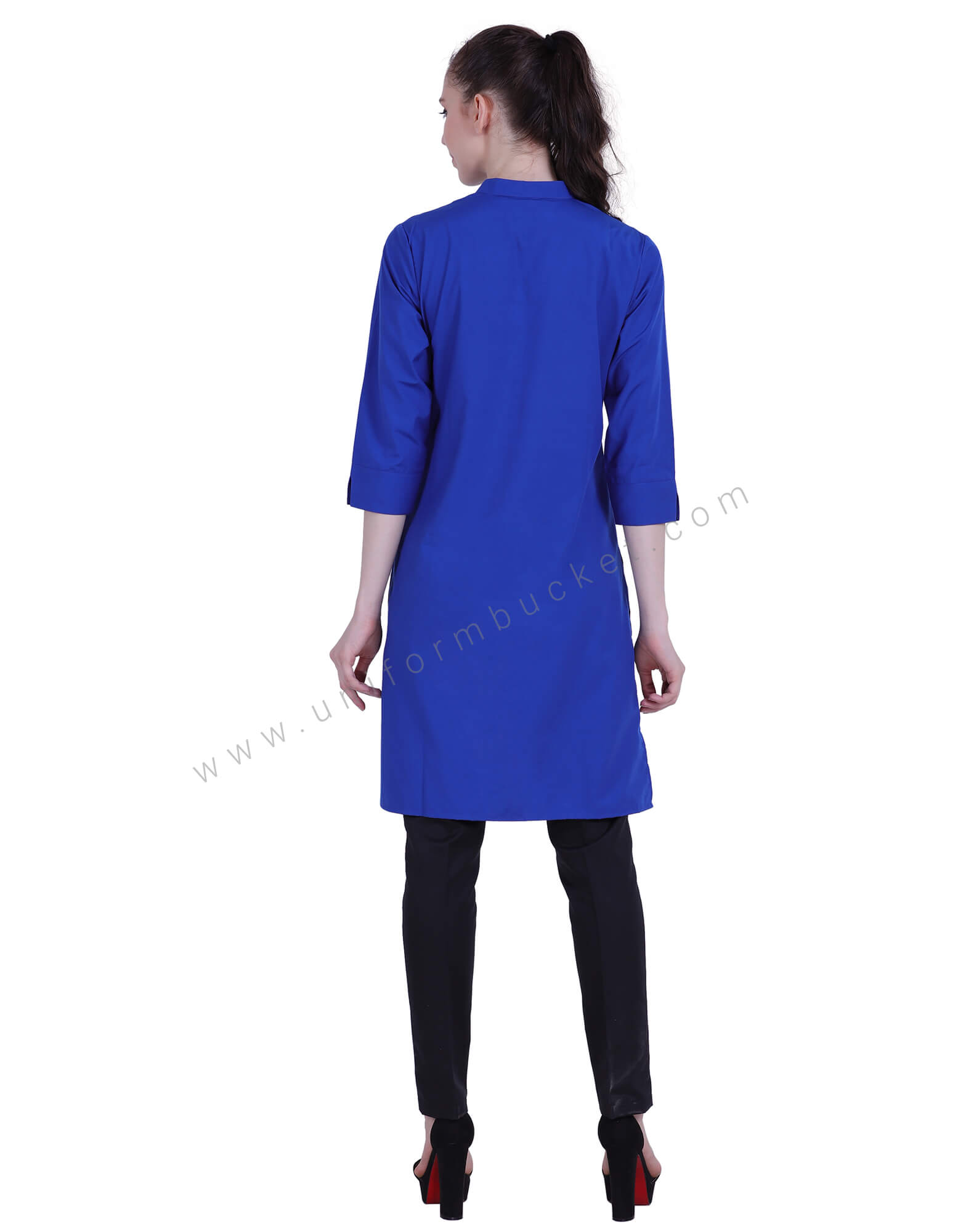 Notched Sleeve Royal Blue Kurti thumbnail 3