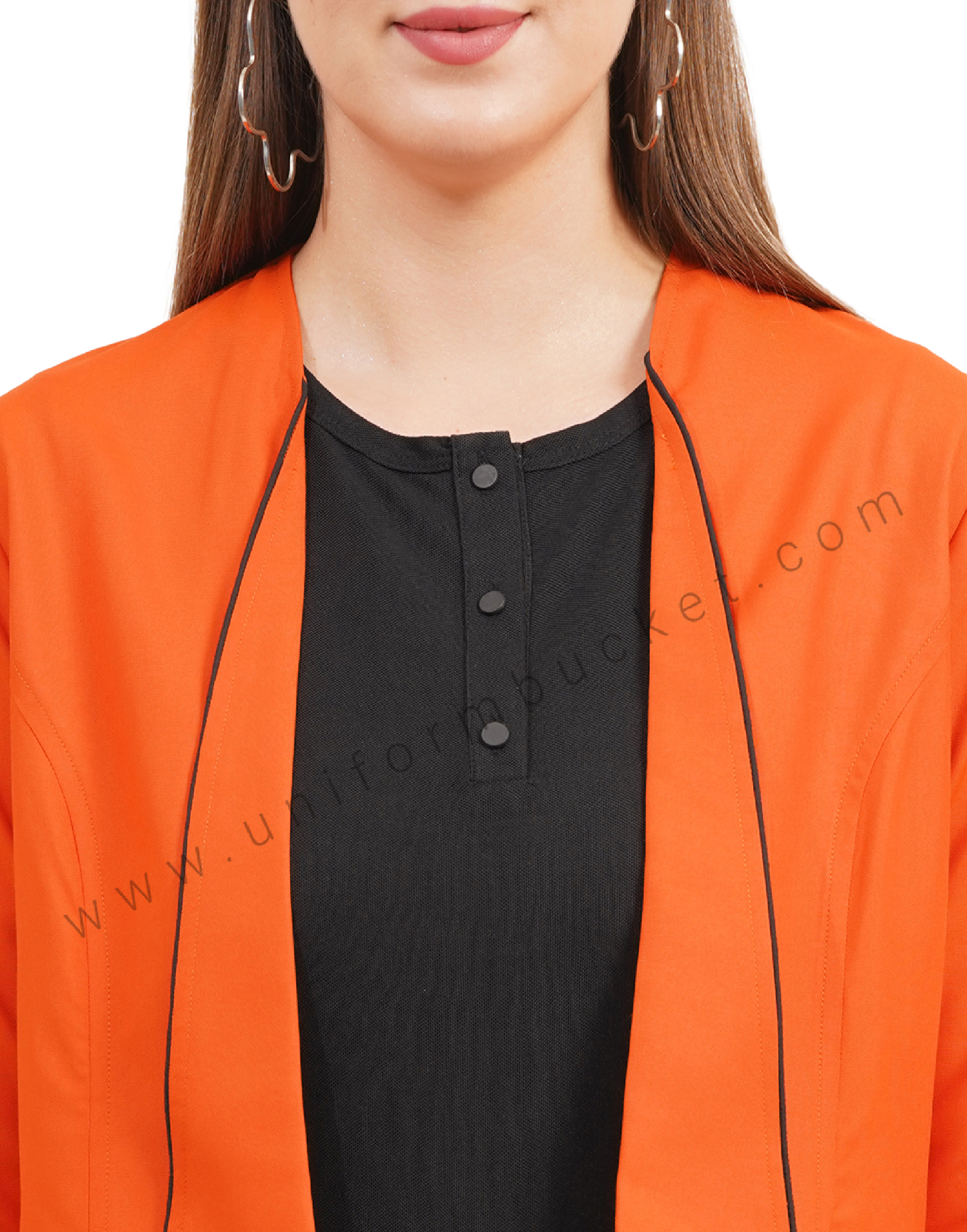 Orange Front Open Contrast Piping Blazer thumbnail 4