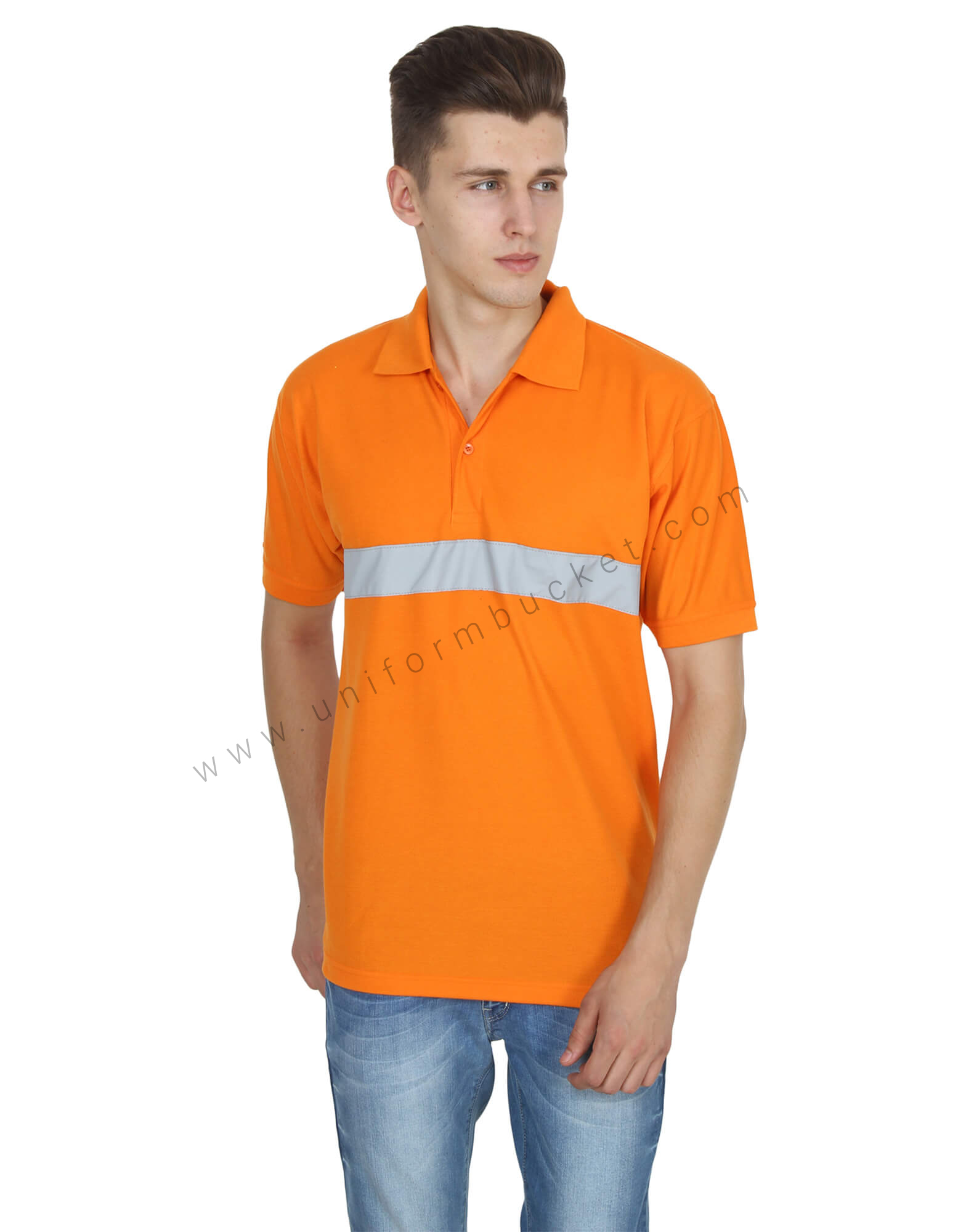 Orange Hi- Visibility Polo T- Shirt view 1