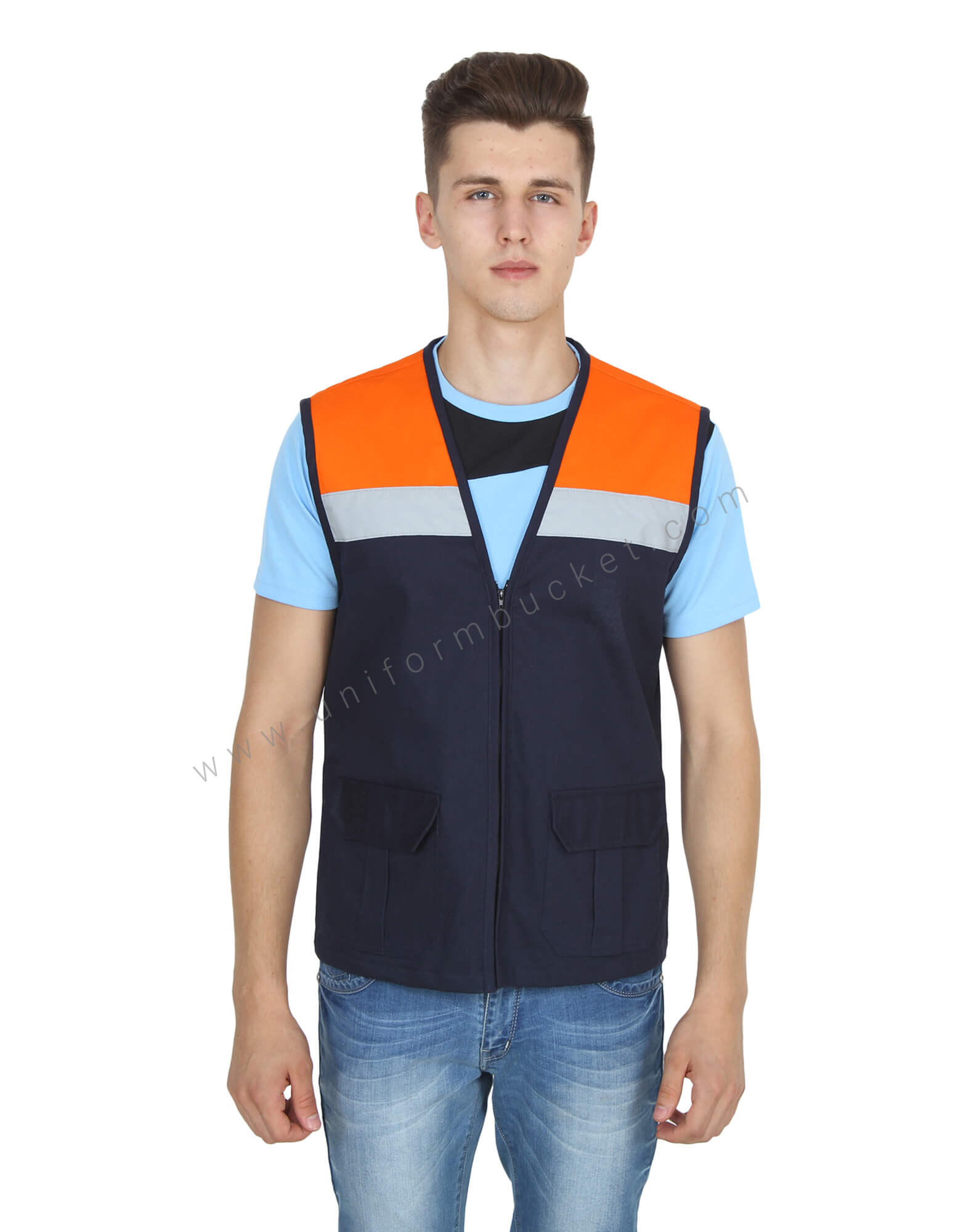 Saffron & Navy High Visibility Vest thumbnail 2