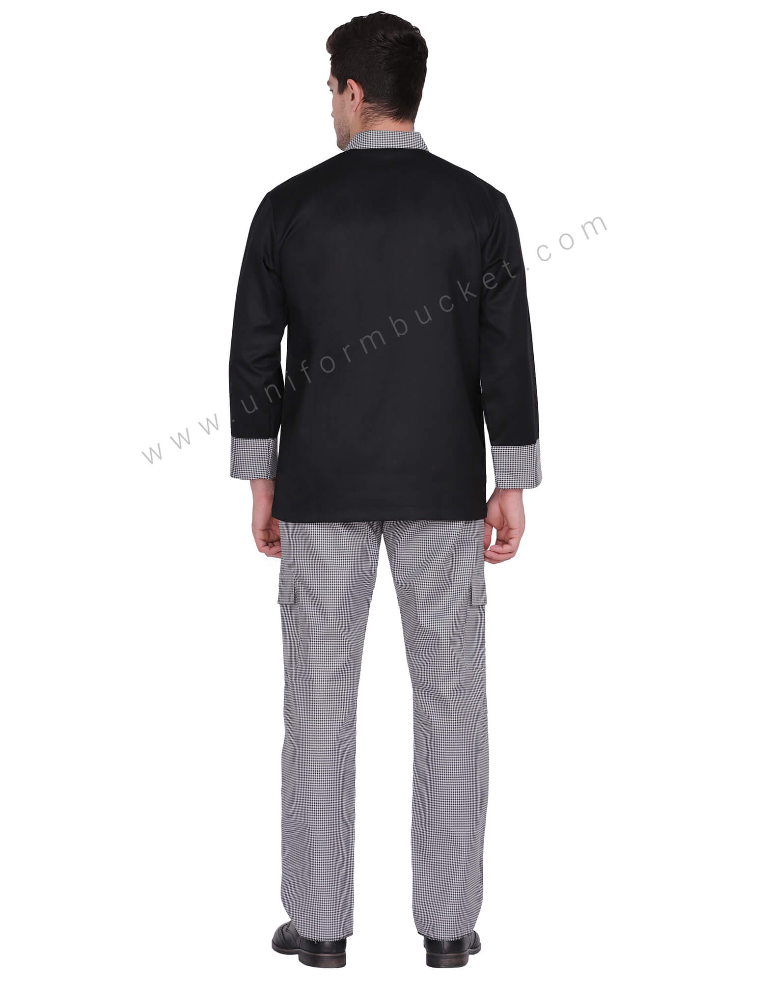 Overlap Crossover neck Black Chef Coat thumbnail 3
