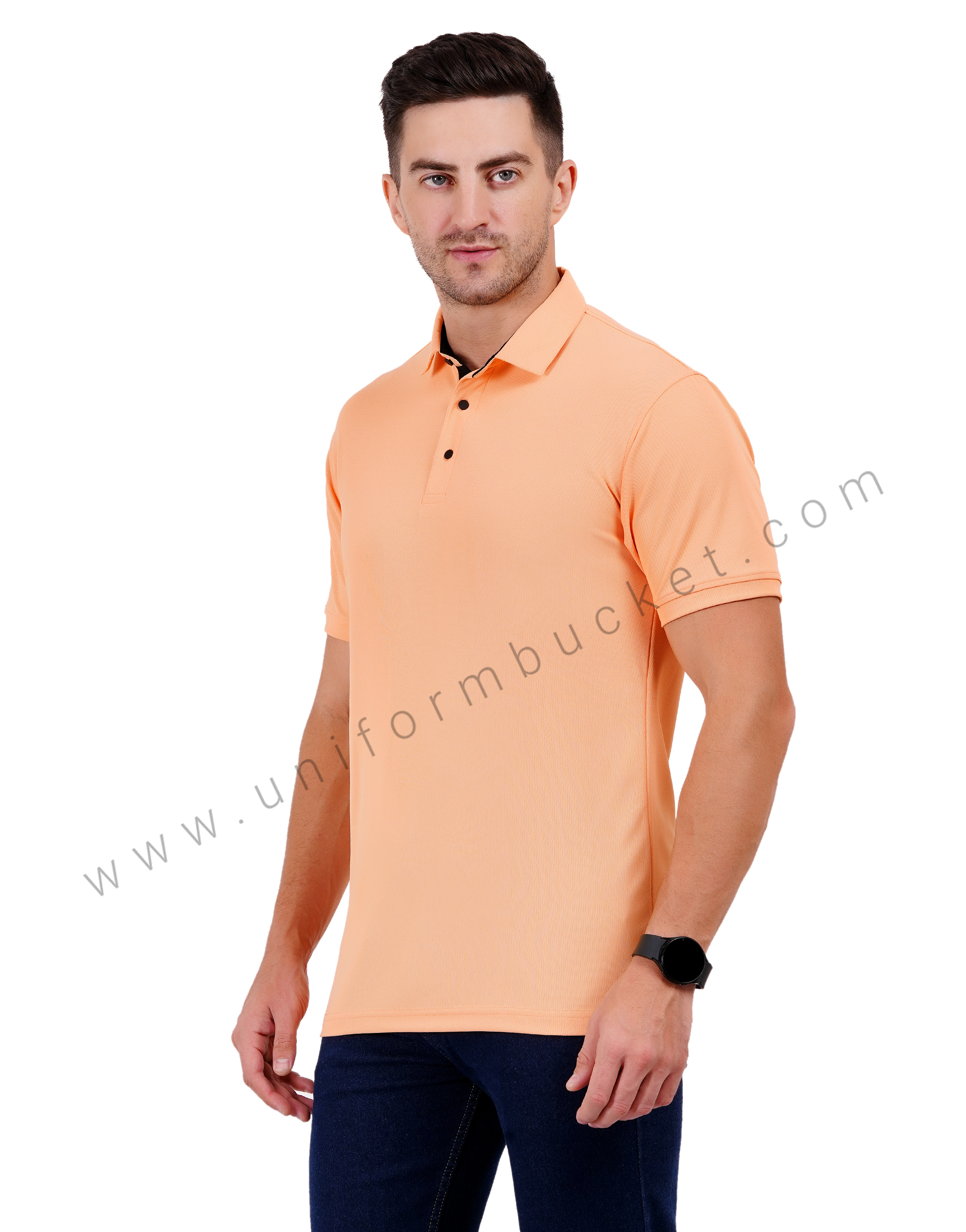 Peach Orange Polo T-shirt with Black Detailing thumbnail 2