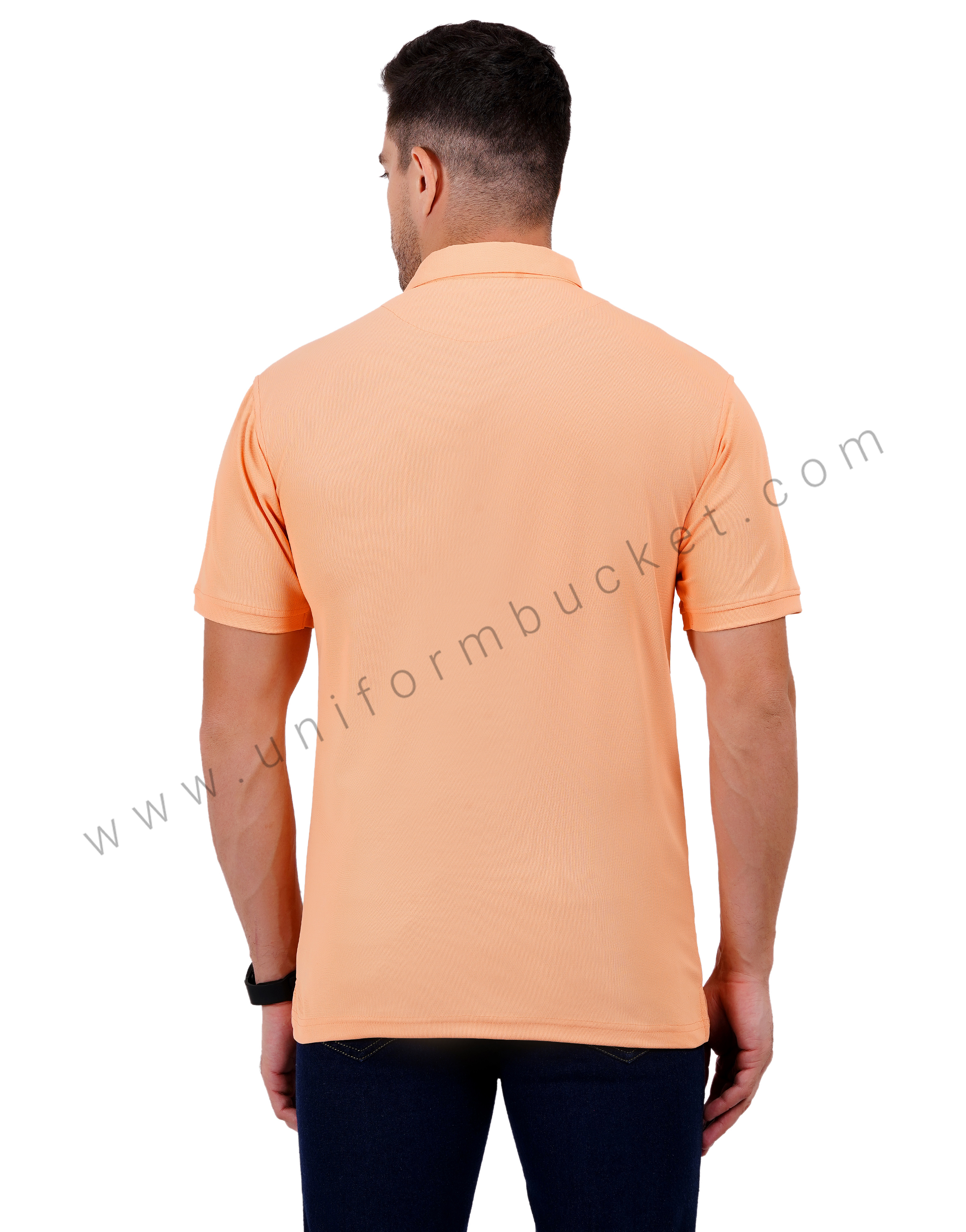 Peach Orange Polo T-shirt with Black Detailing thumbnail 3