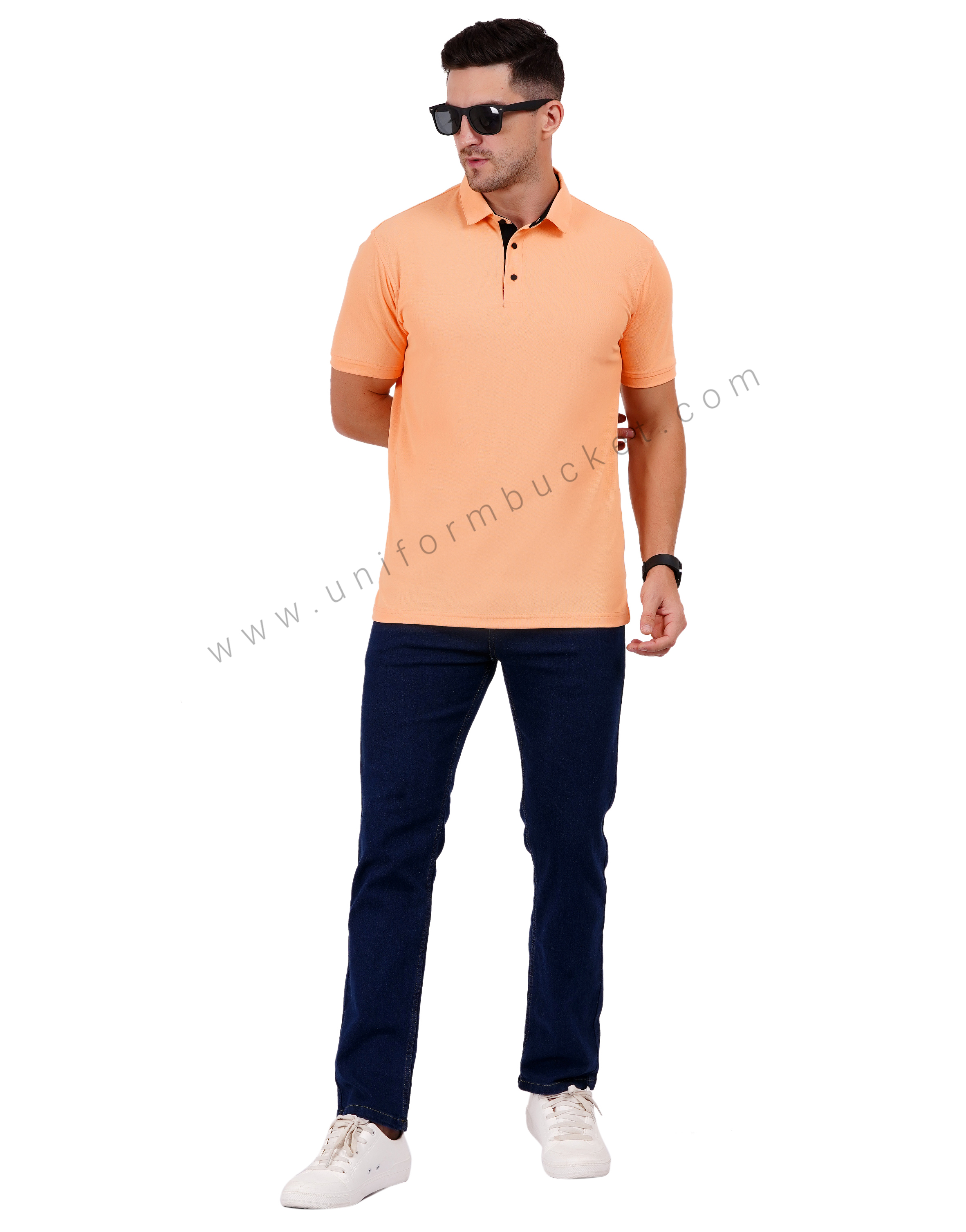 Peach Orange Polo T-shirt with Black Detailing thumbnail 5