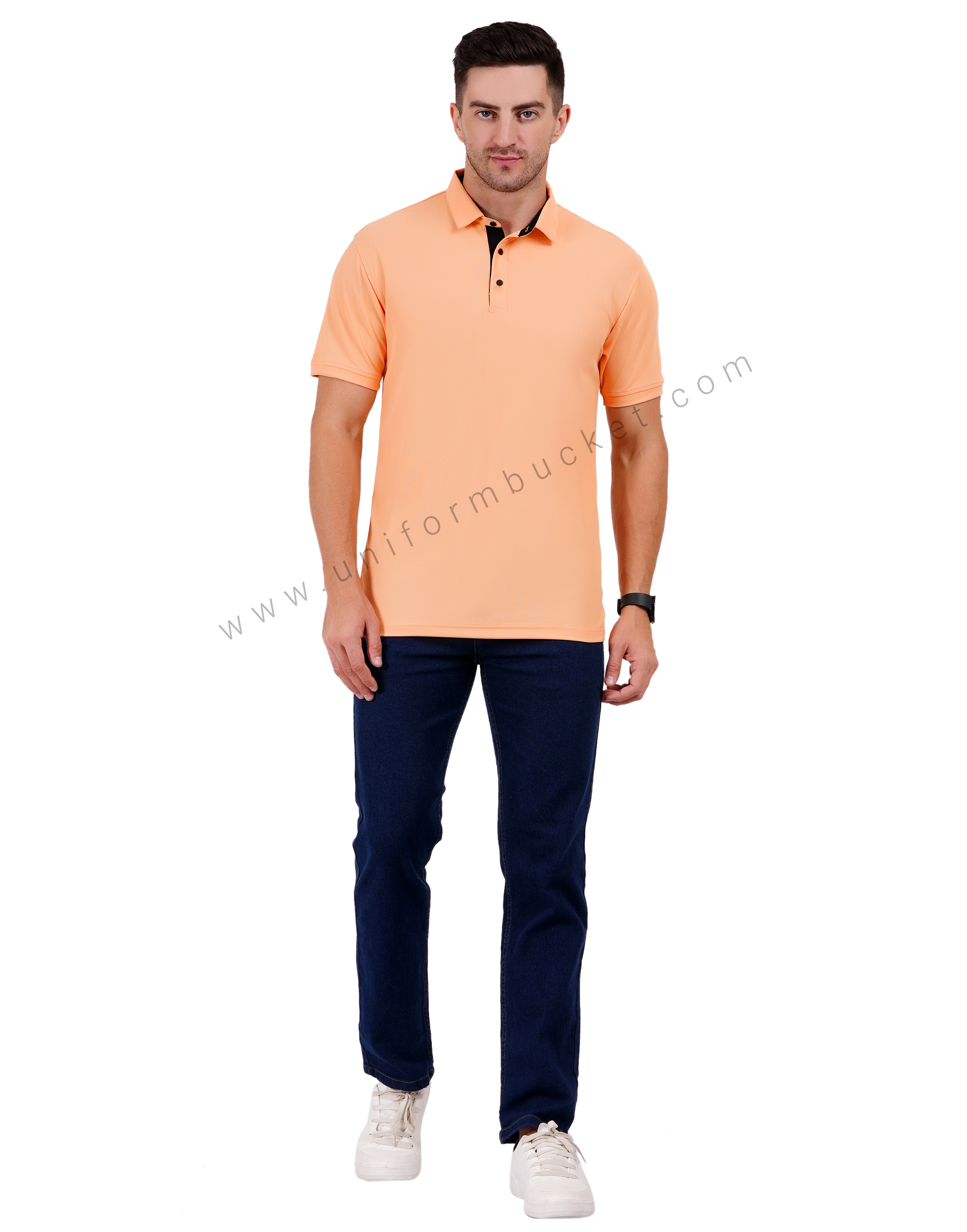 Peach Orange Polo T-shirt with Black Detailing thumbnail 6