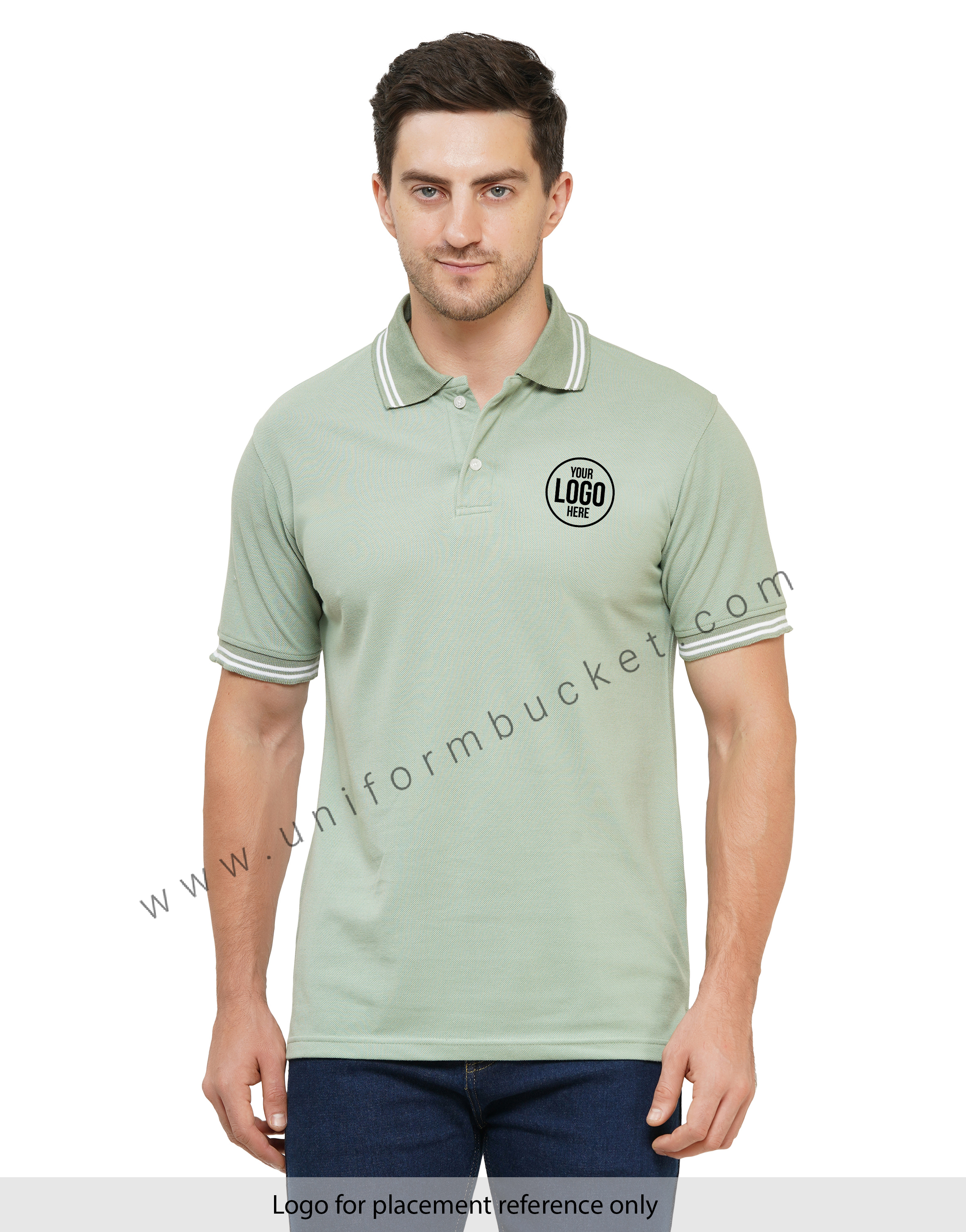 PISTA GREEN T-SHIRT WITH WHITE TIPPING view 1