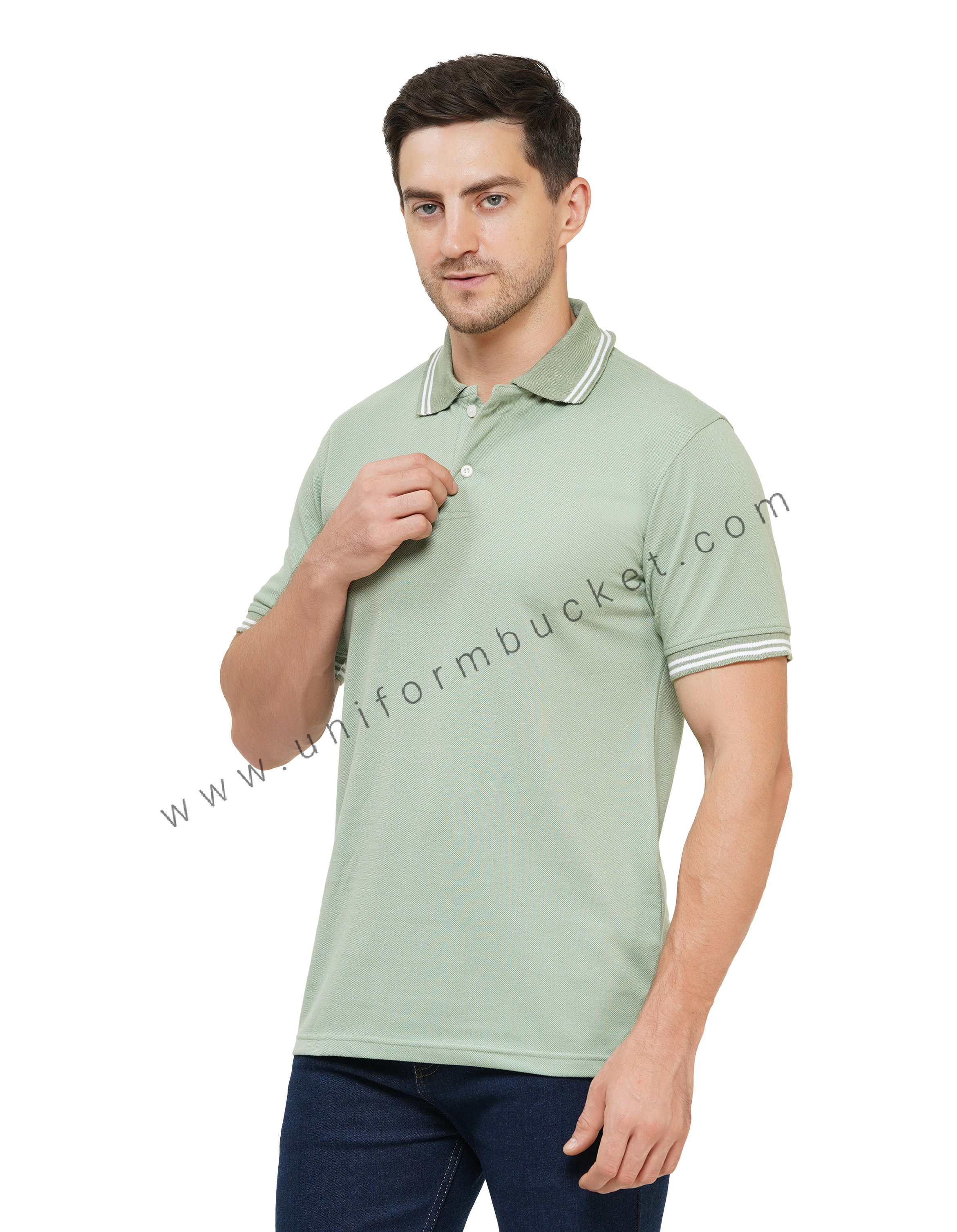 PISTA GREEN T-SHIRT WITH WHITE TIPPING thumbnail 2